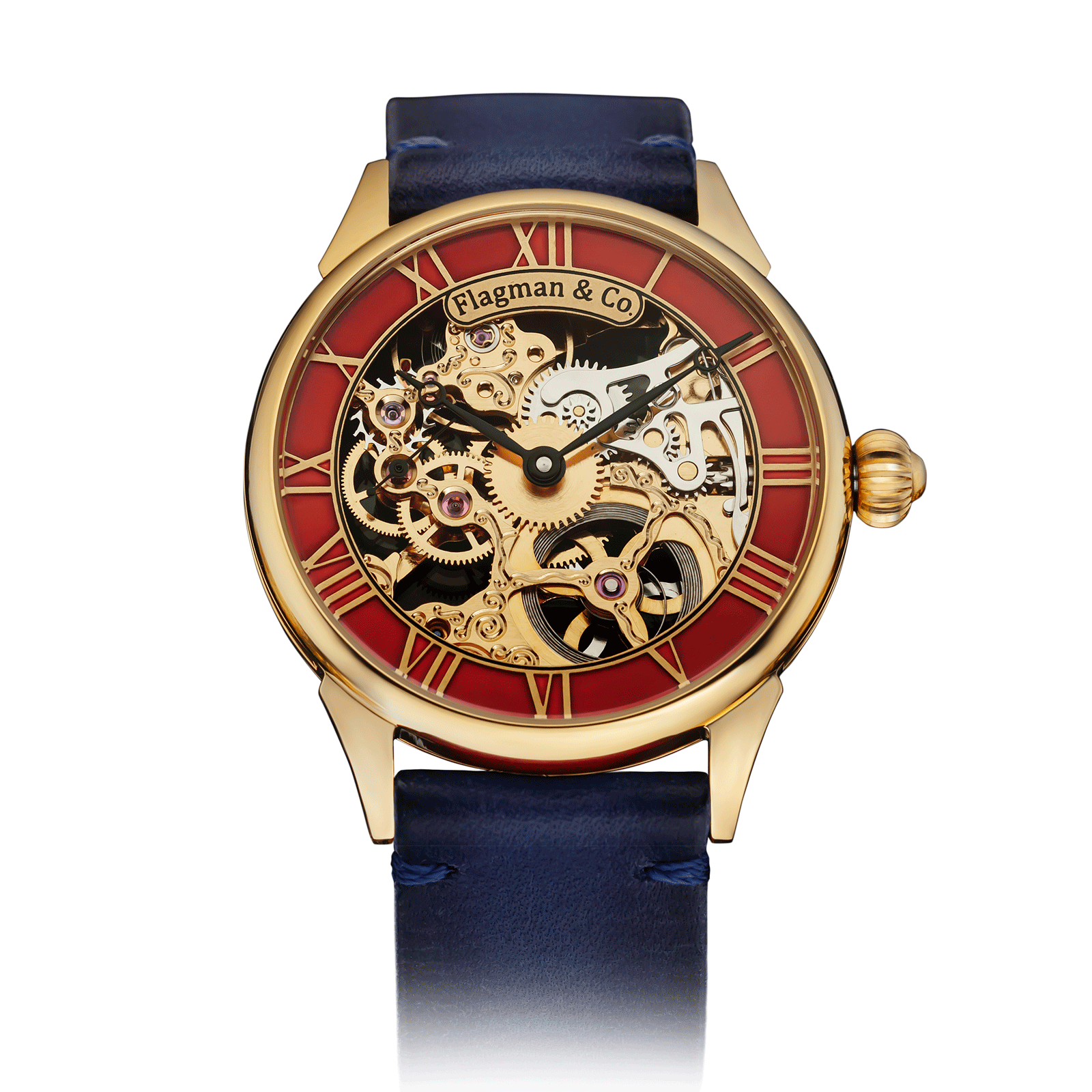 Blue Leather Strap on Handmade Watch #color_blue