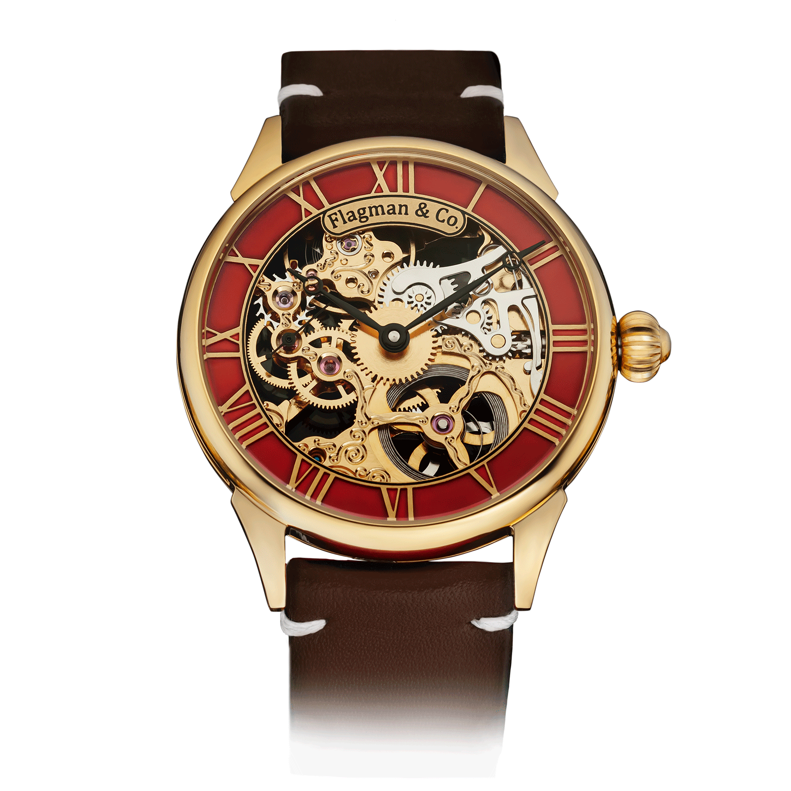 Brown Strap – Handmade Skeleton Watch #color_brown
