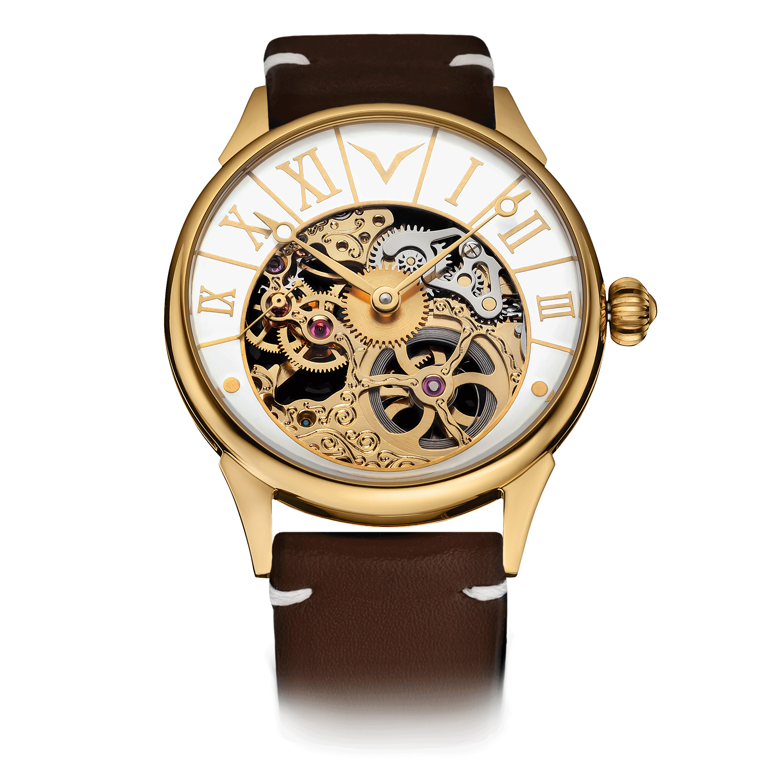 Brown Strap – Handmade Skeleton Watch #color_brown