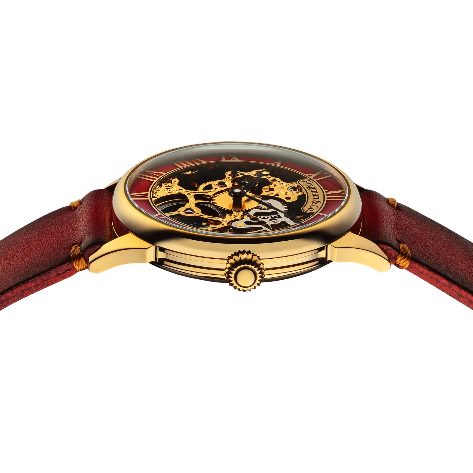 Close-up of Masterpiece watch with side crown