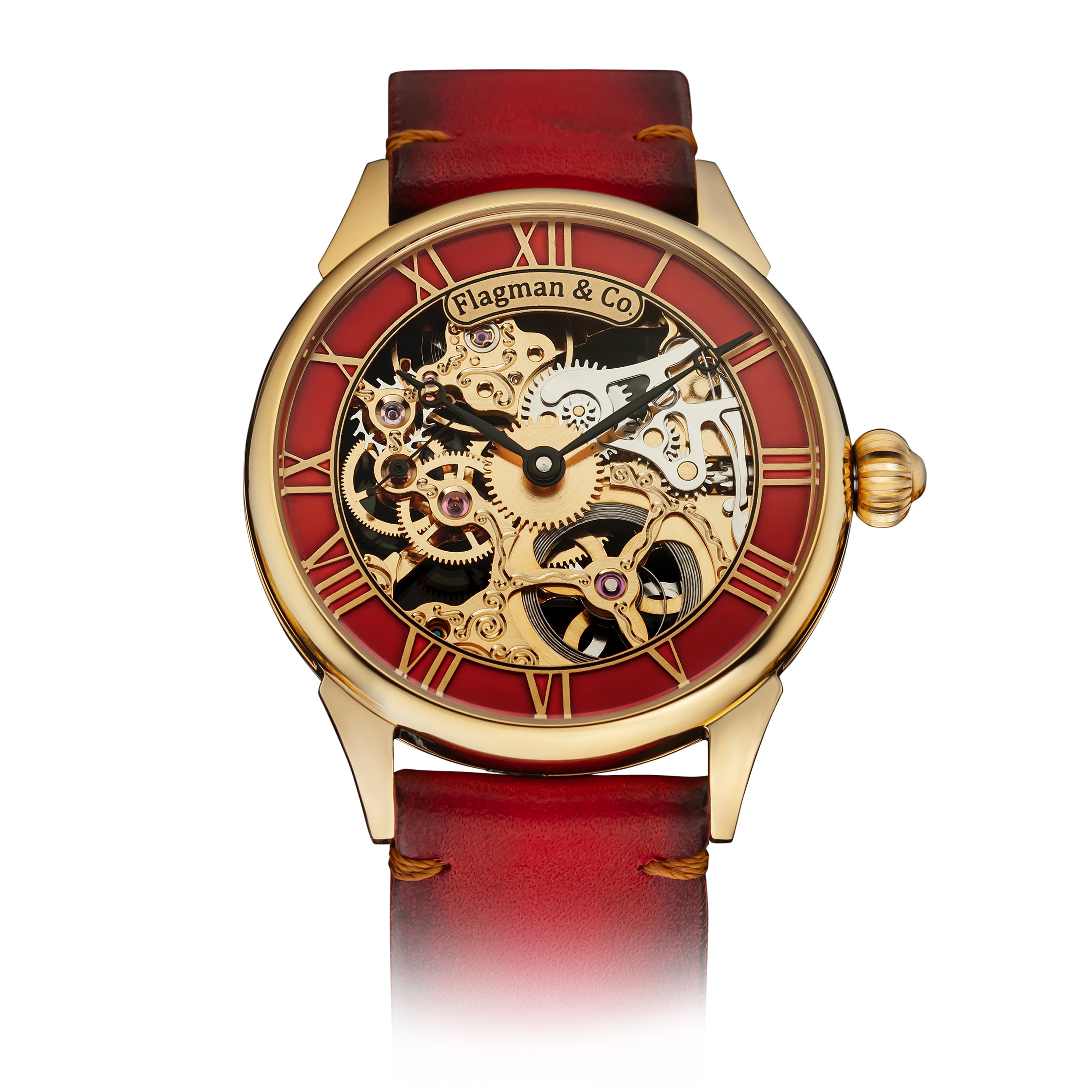 Red Strap Skeleton Watch – Mechanical watch #color_red