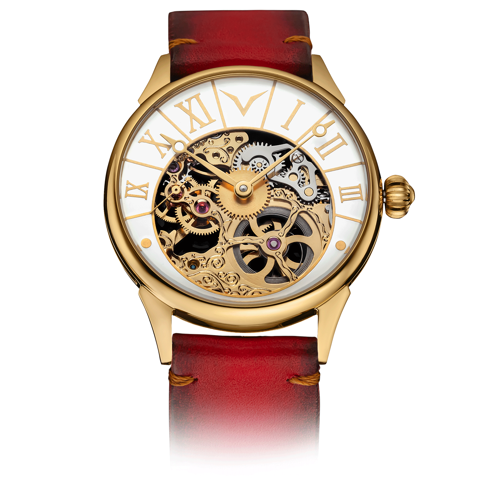 Red Strap Mens Handmade Watch – Mechanical watch #color_red