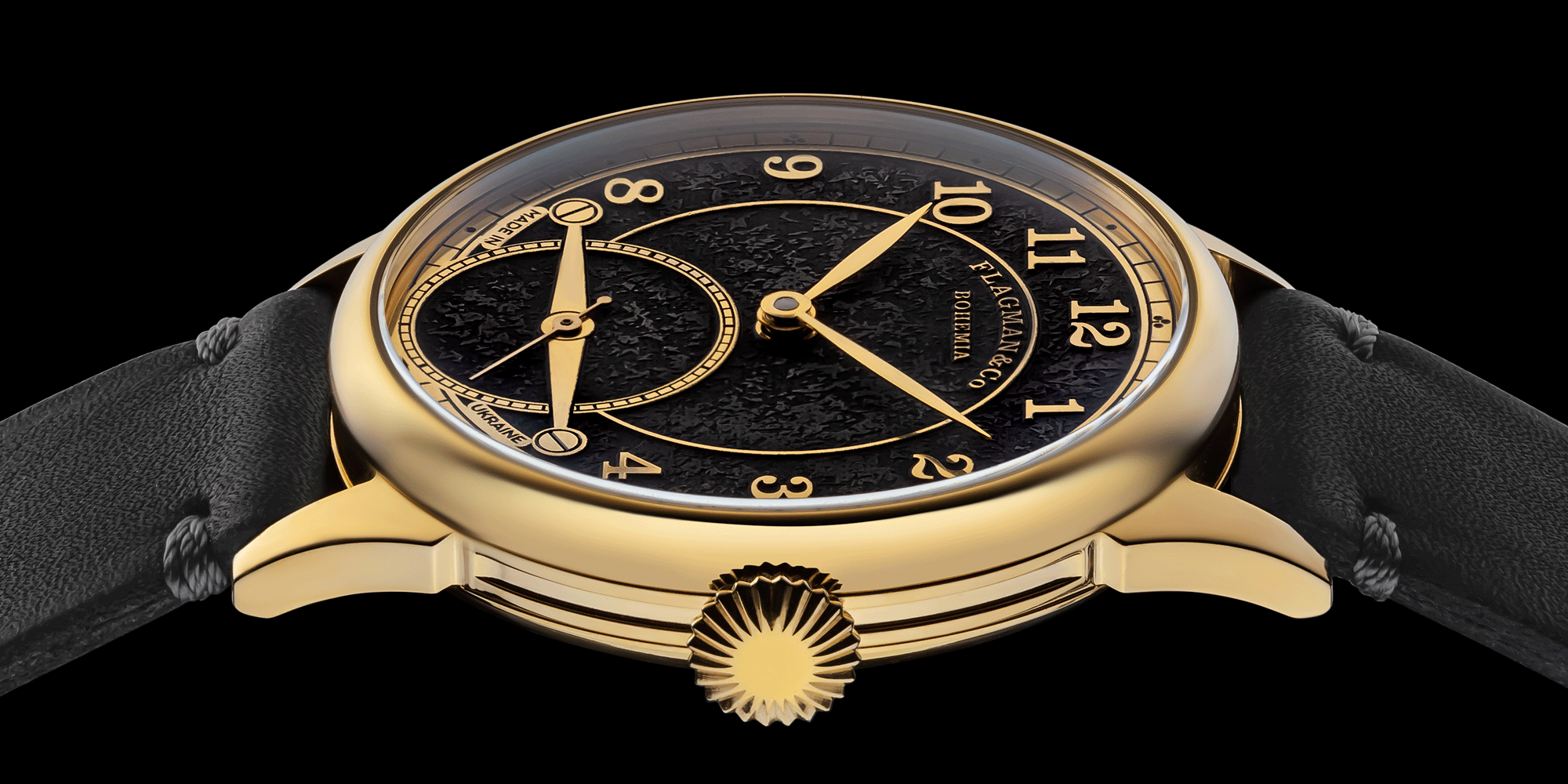 Close-up of handmade mechanical watch crown