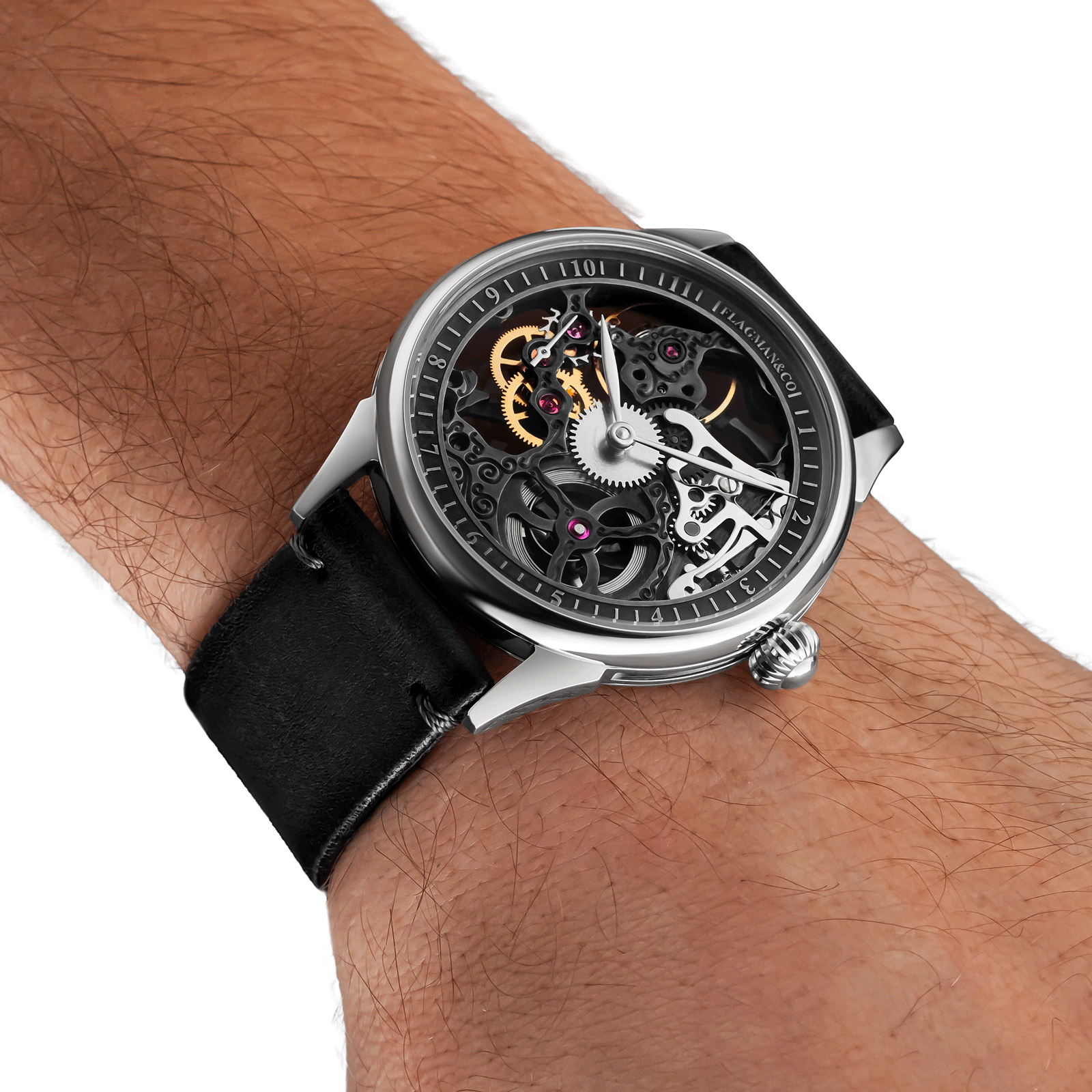 Steampunk watch worn on wrist