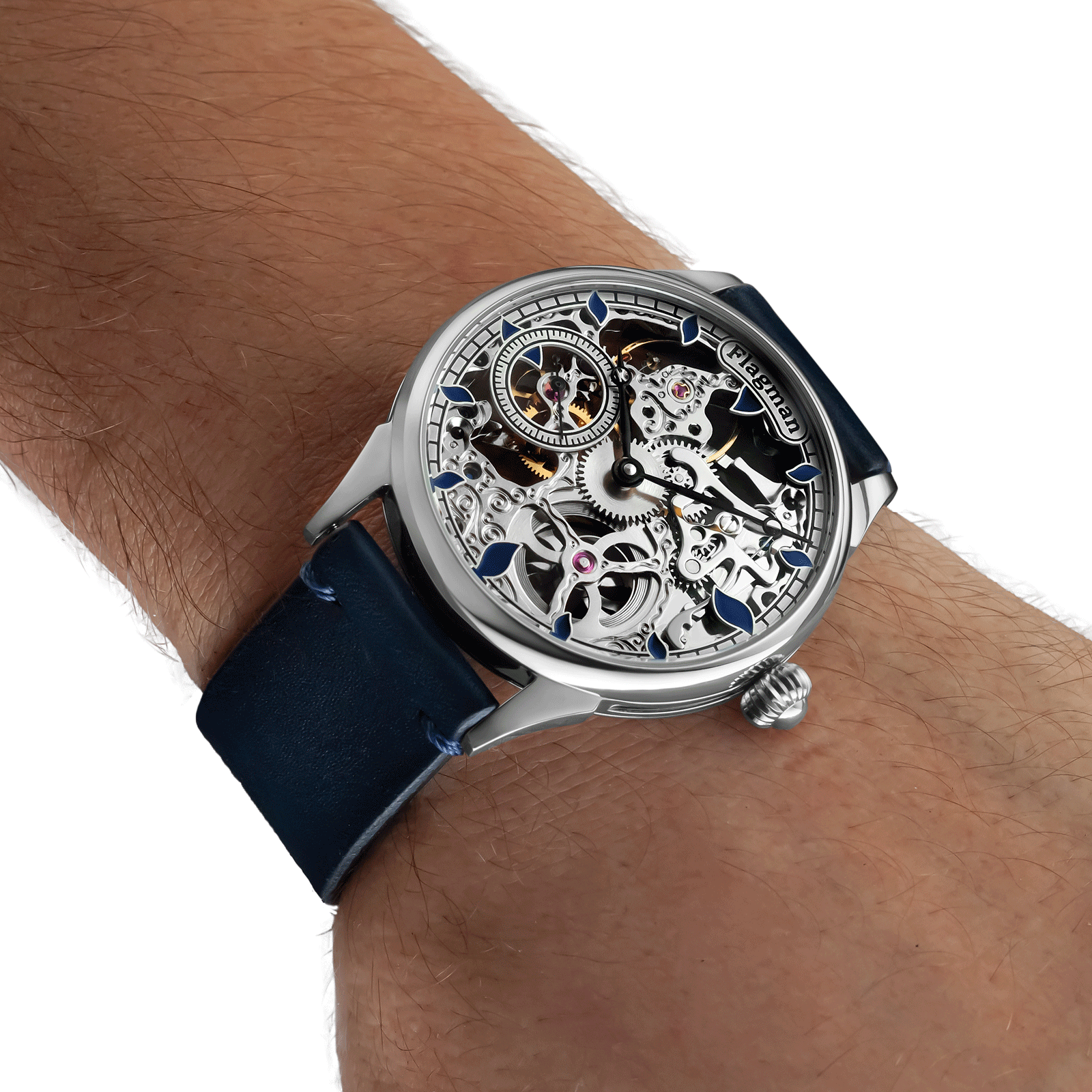 Steampunk watch worn on wrist