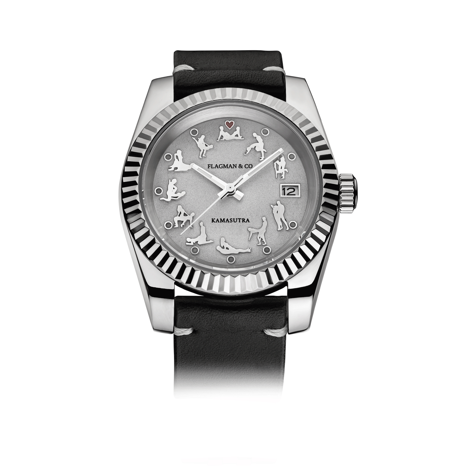 Watch with a unique dial design on a white background #color_black