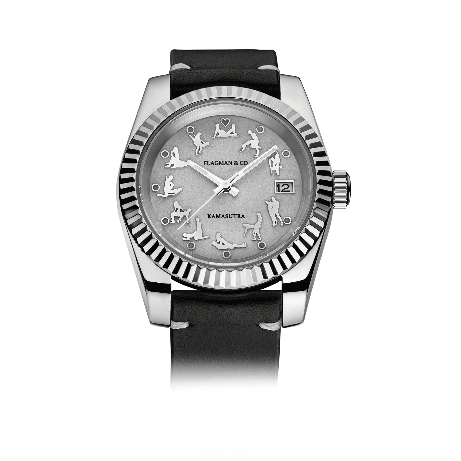 Watch with a unique dial design on a white background #color_black