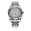 Silver watch with unique face design on a white background #color_stainless-steel