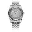 Silver watch with unique face design on a white background #color_stainless-steel