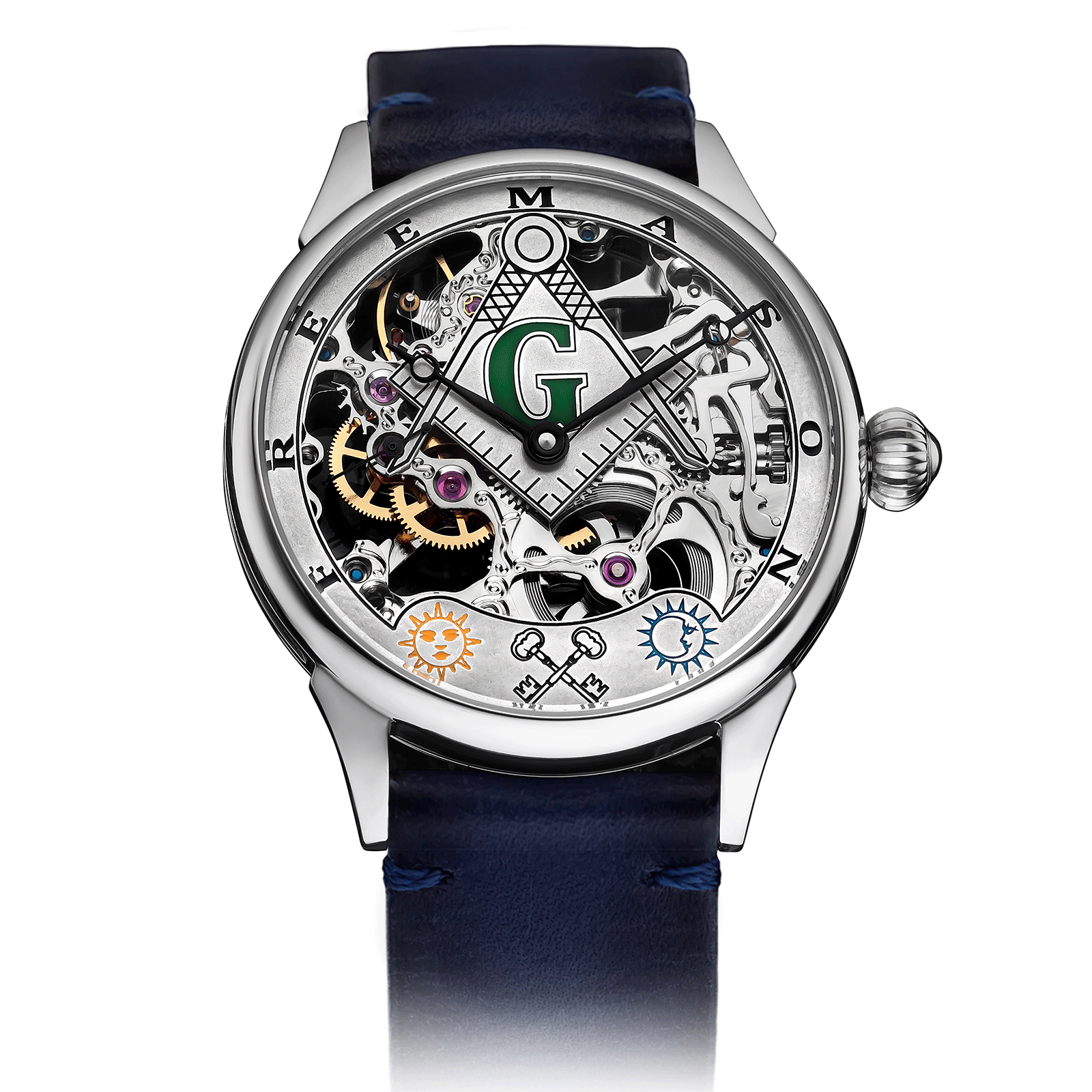 Blue Leather Strap on Handmade Watch #color_blue