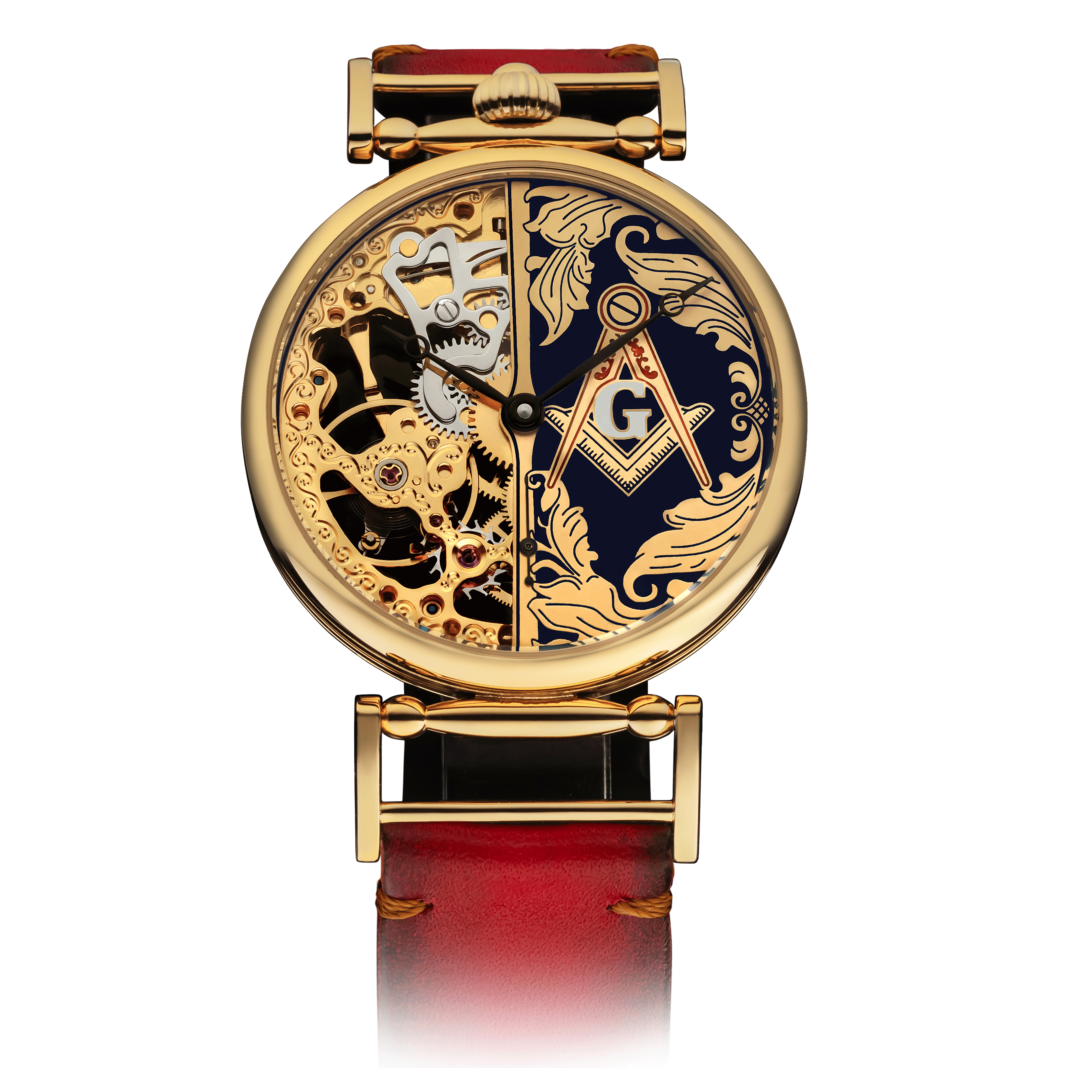 Red Strap Skeleton Watch – Masonic watch #color_red