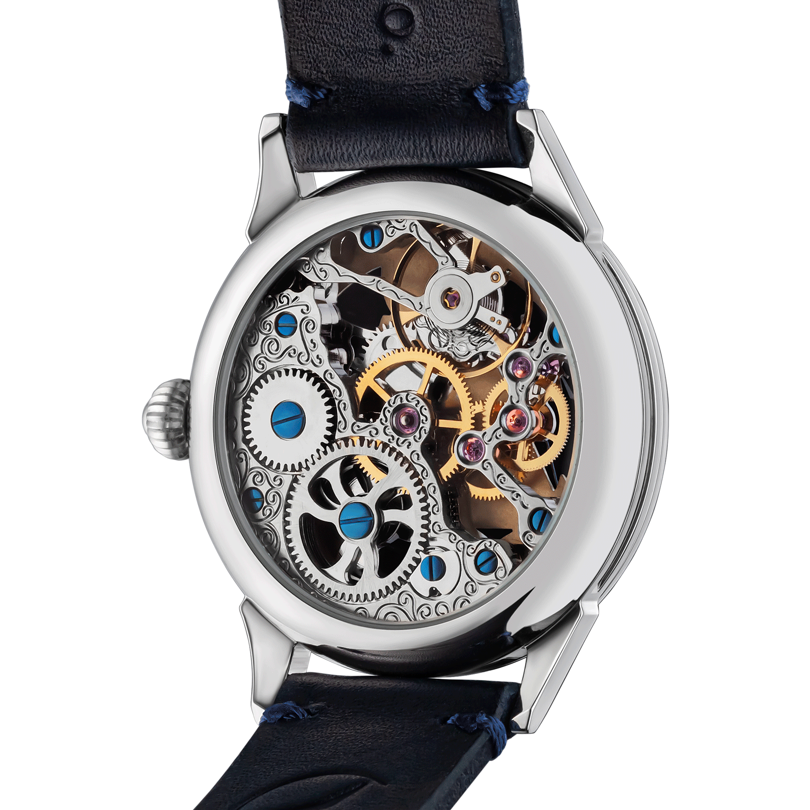 Back view of Mechanical watch Masonic Lodge – exposed movement