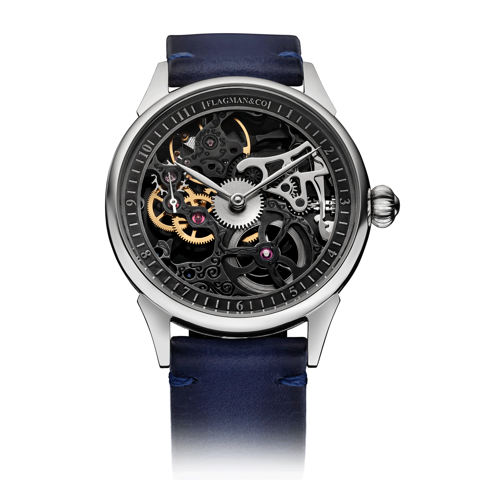Blue Leather Strap on Steampunk Watch #color_blue