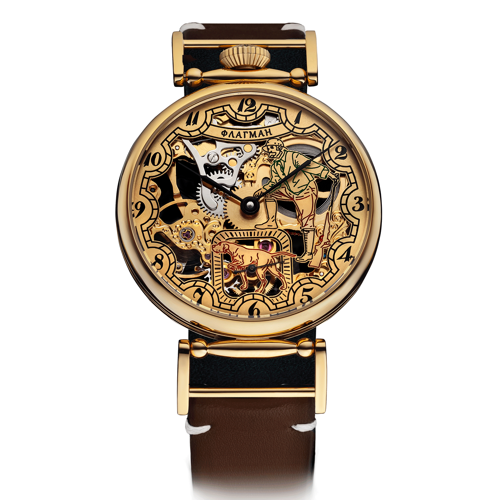 Brown Strap – Mens Skeleton Watch #color_brown