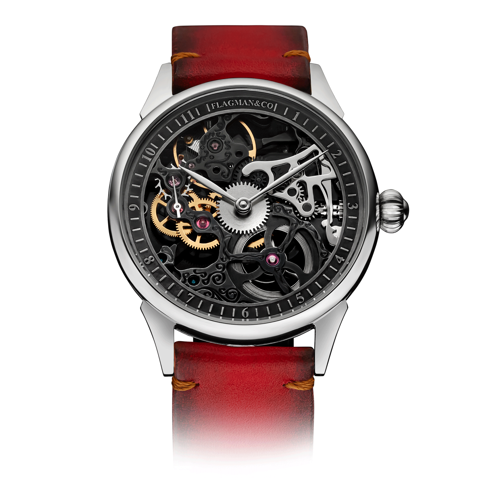 Red Strap Mechanical Watch – Steampunk watch #color_red