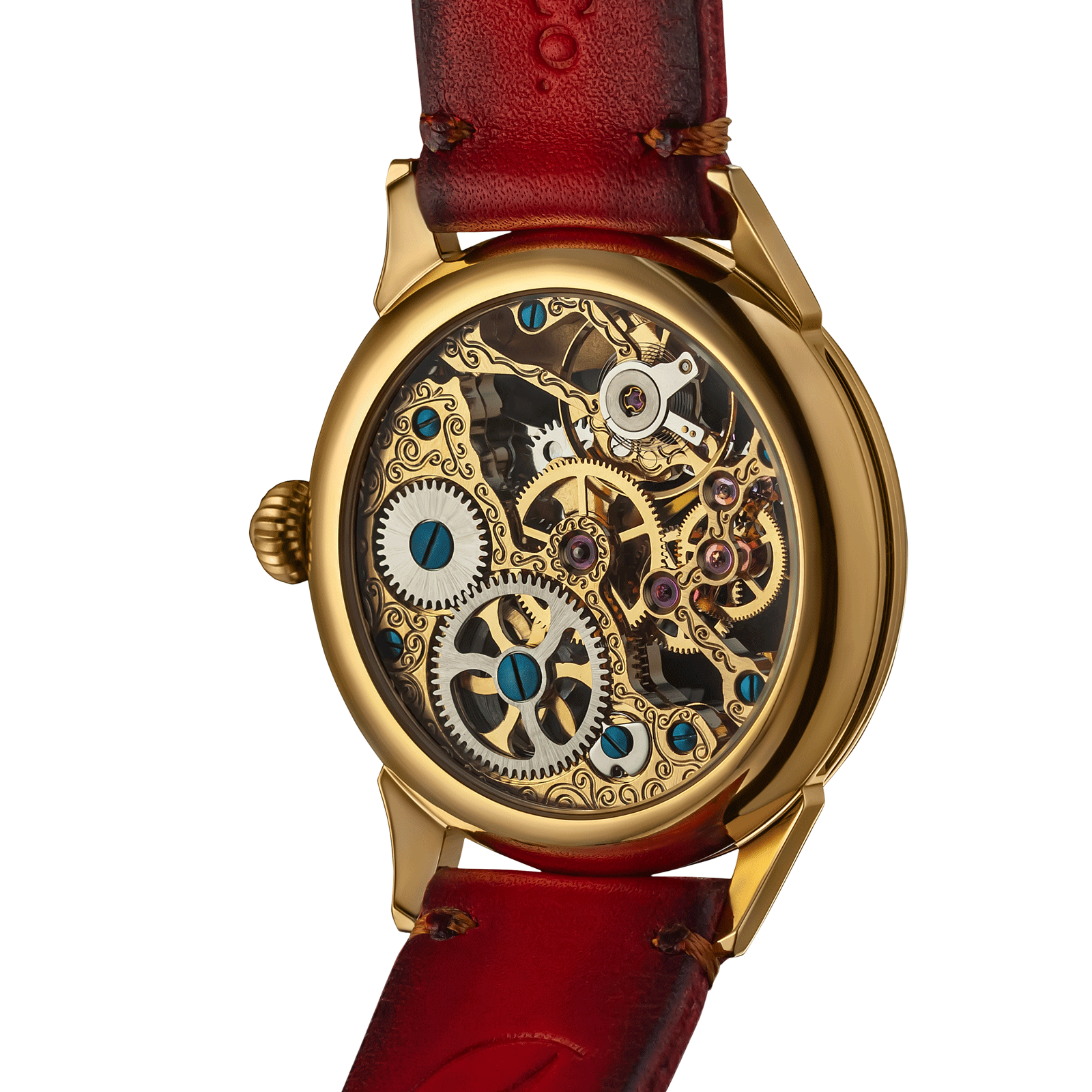 Back view of Mechanical watch – exposed movement - Handmade watch