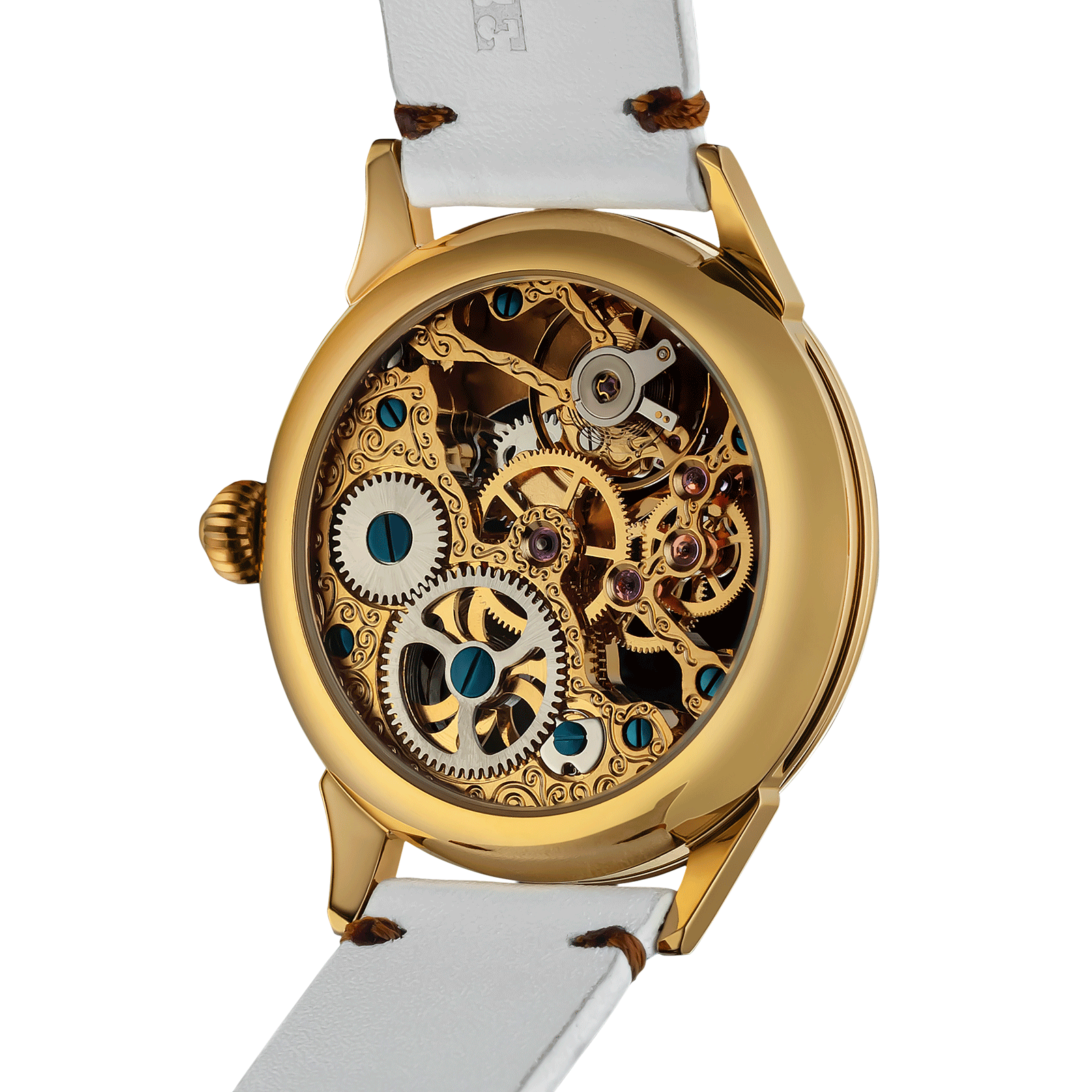 Back view of Mens Skeleton watch – exposed movement - Mechanical watch