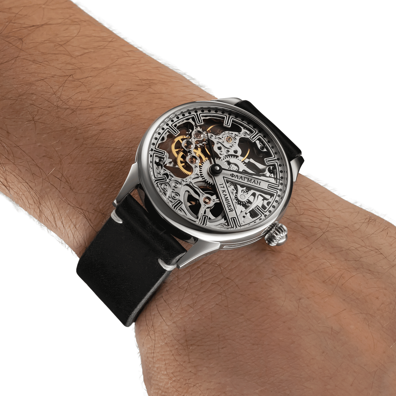 Steampunk watch worn on wrist