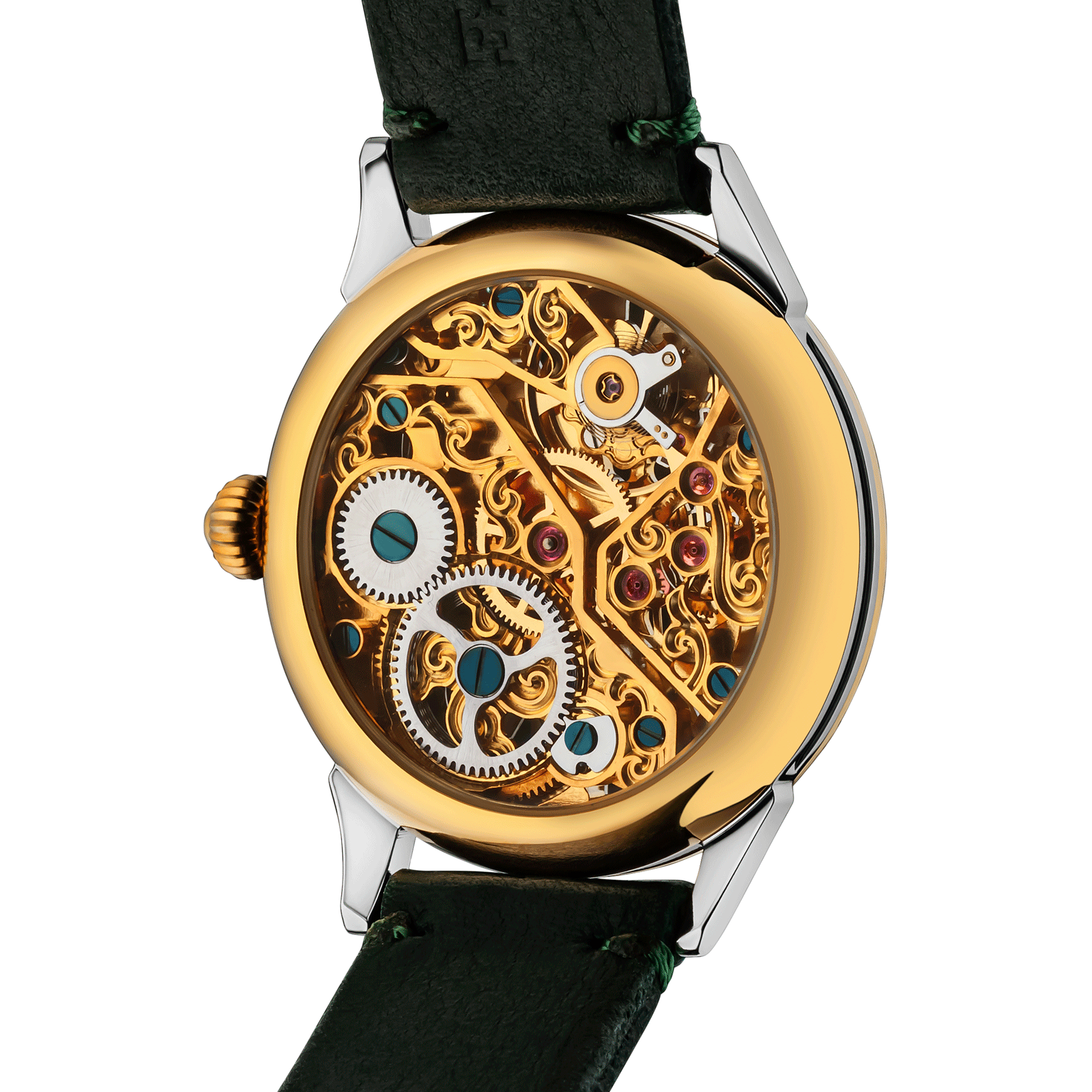 Back view of Casino watch – exposed movement and caseback design