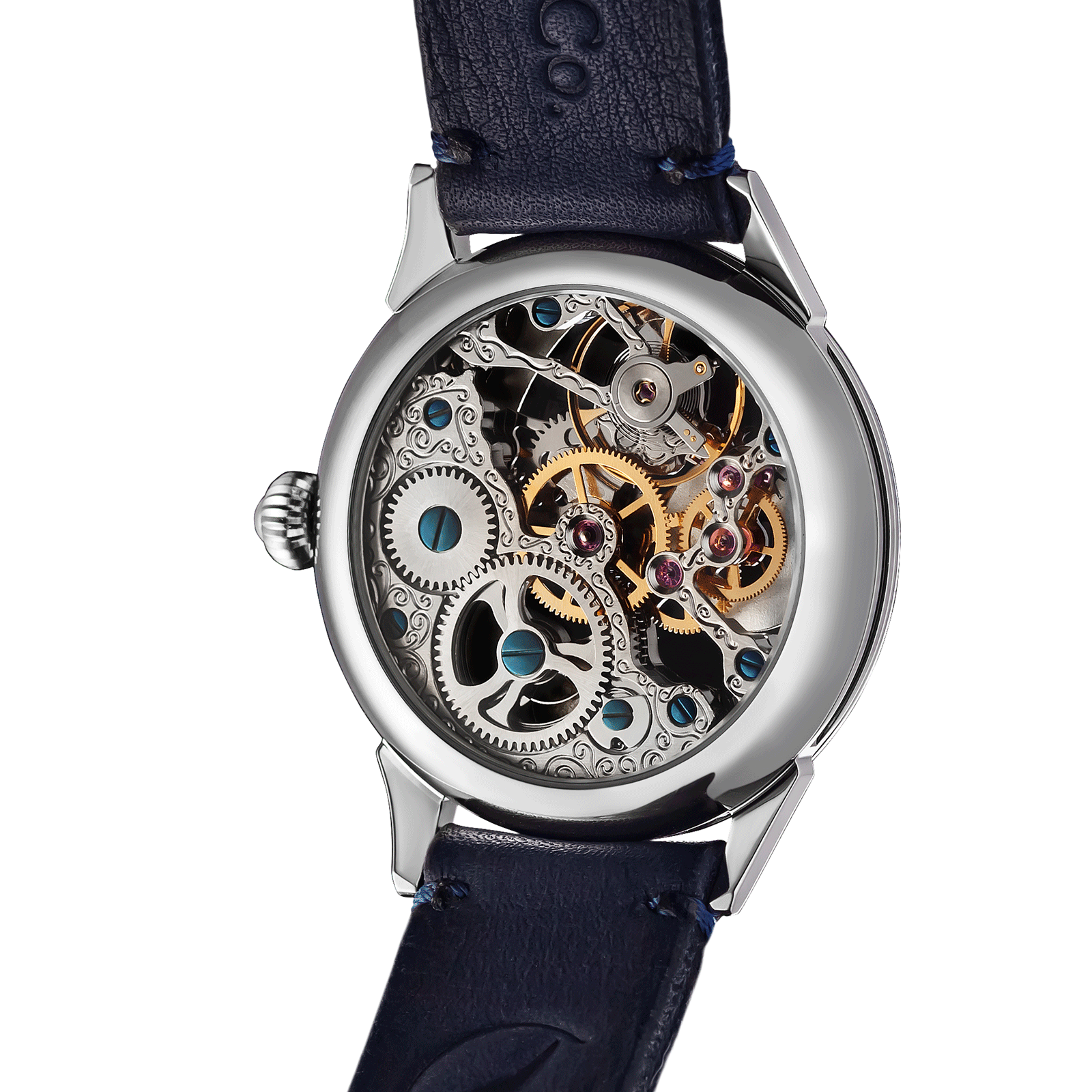 Back view of Steampunk watch – exposed movement - Iron Moon