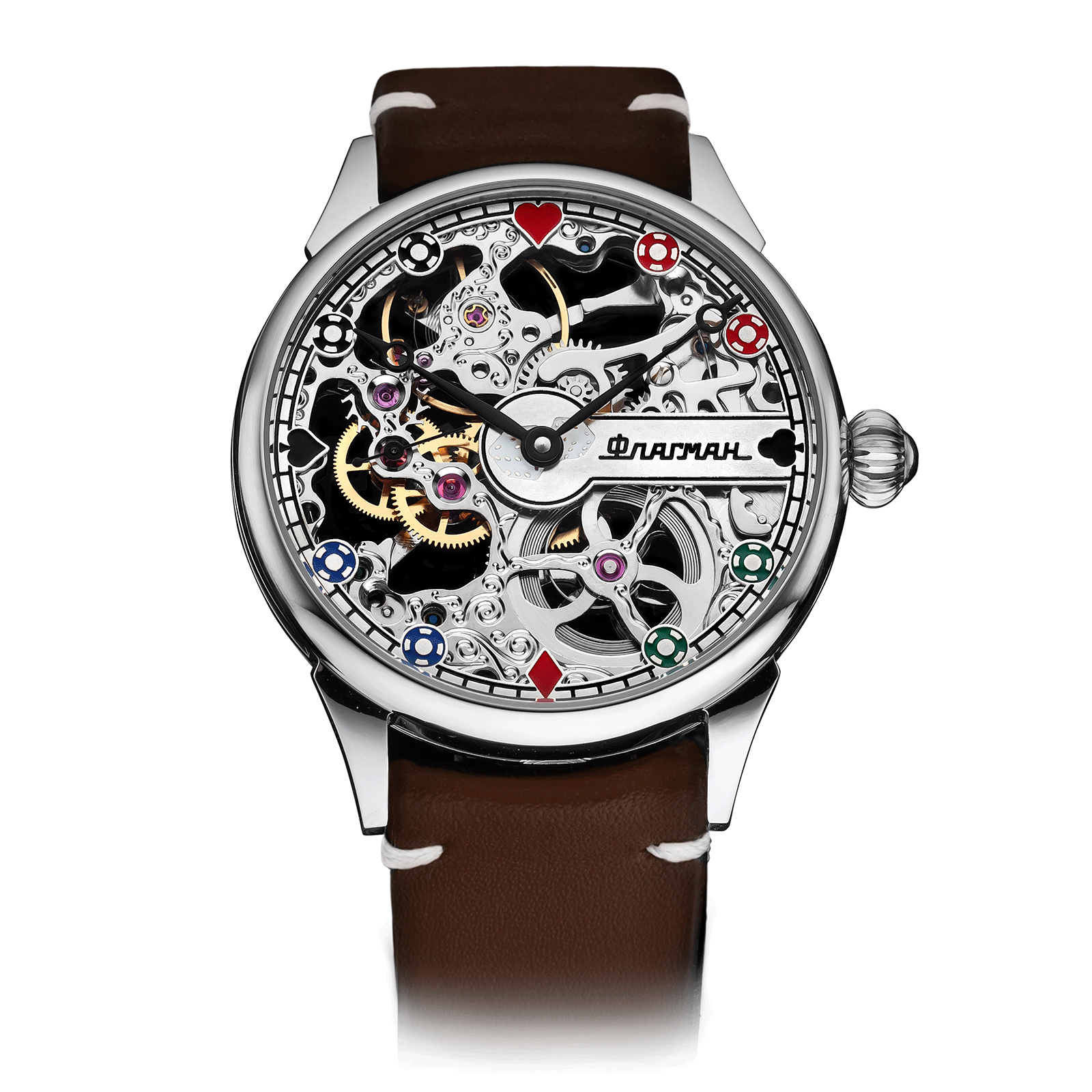 Brown Strap – Casino Skeleton Watch #color_brown