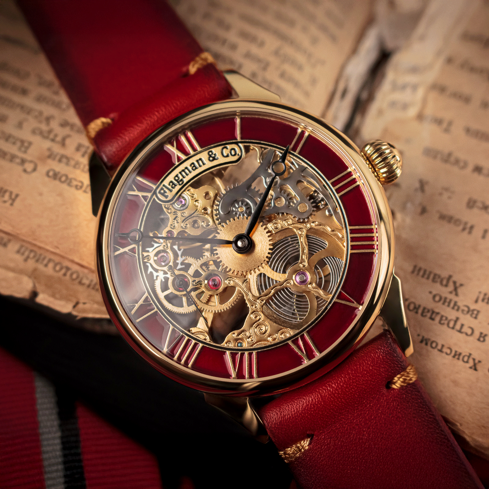 Lifestyle photo of Masterpiece watch in handmade watch – Mens skeleton watch