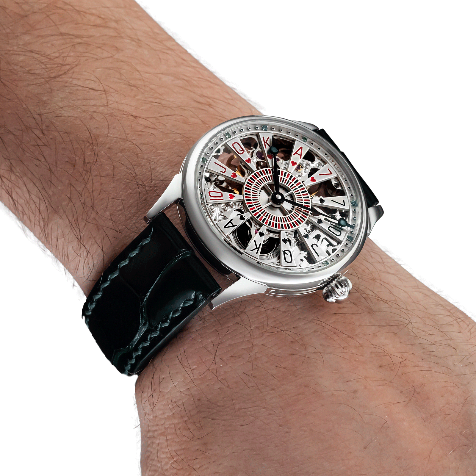 Card Aethetics worn on wrist – handmade watch