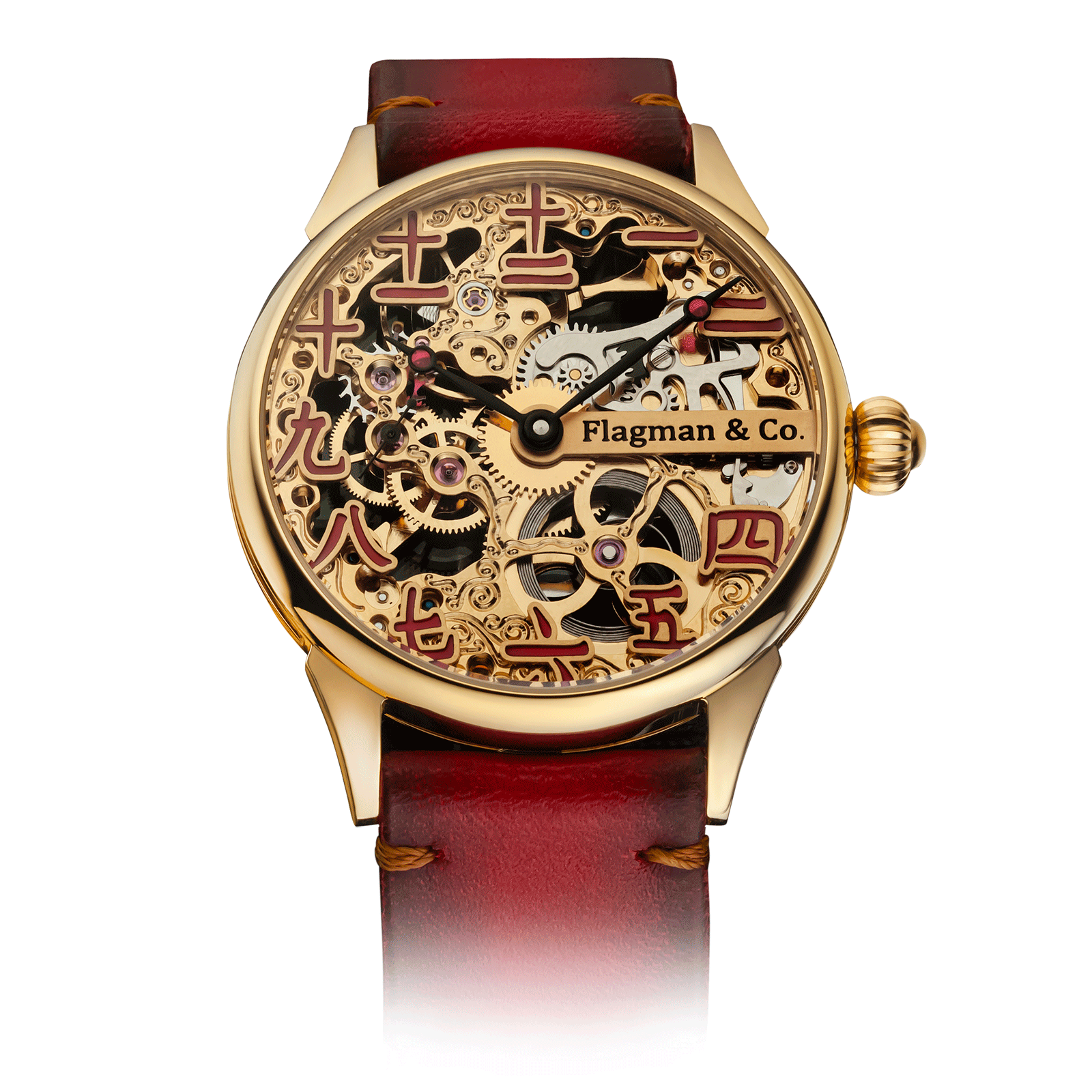 Red Strap Skeleton Watch – Chinese Ruby #color_red