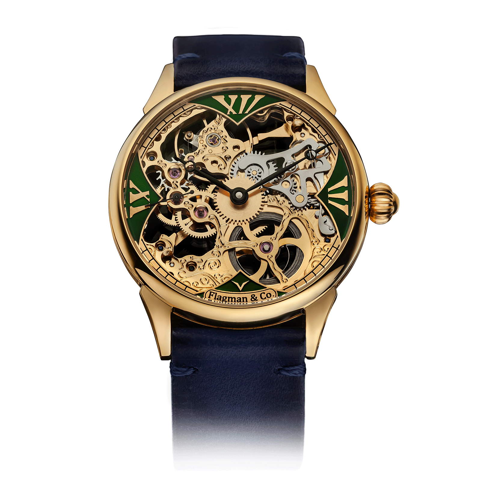 Blue Leather Strap on Handmade Shards Watch #color_blue