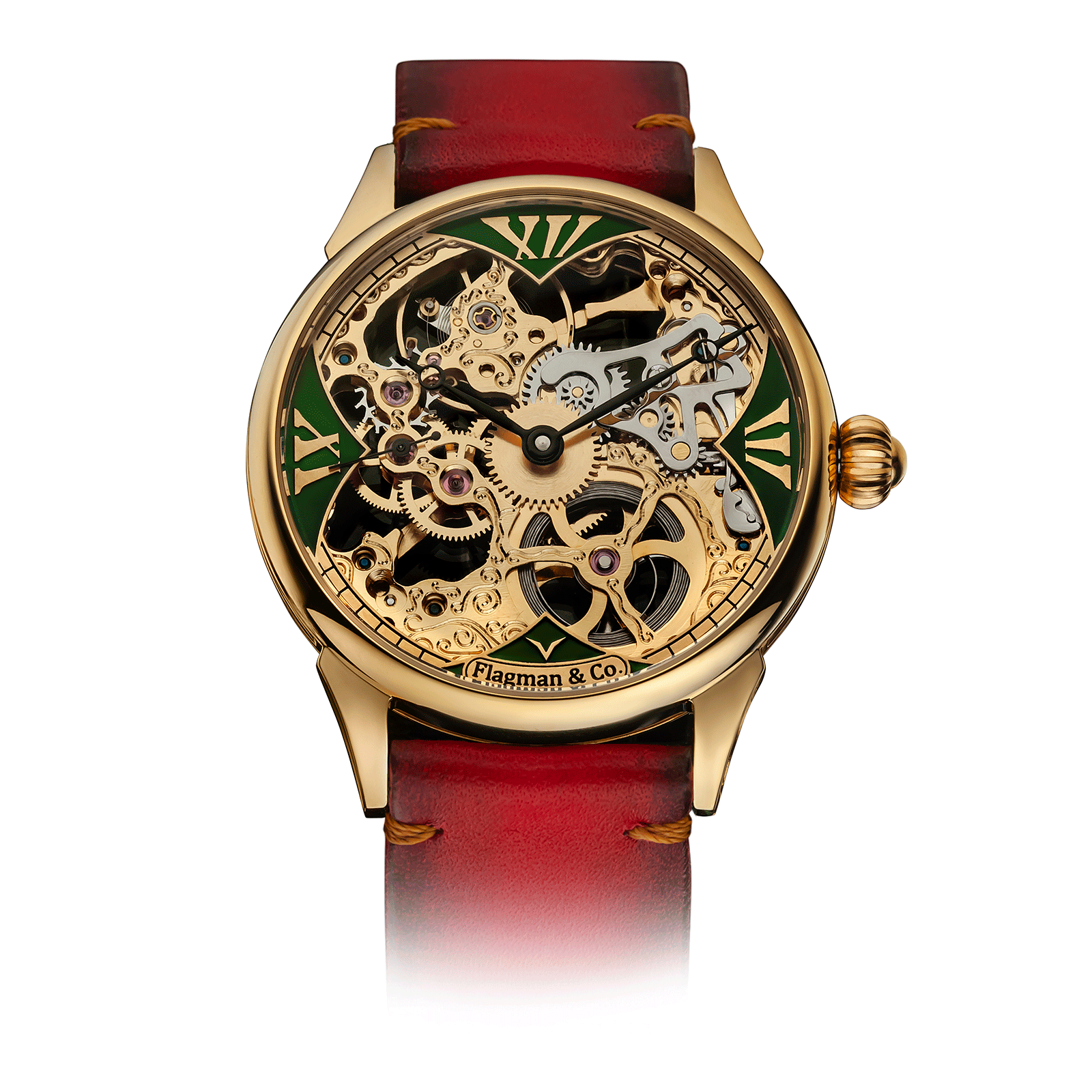 Red Strap Mechanical Watch – Handmade watch - Shards #color_red