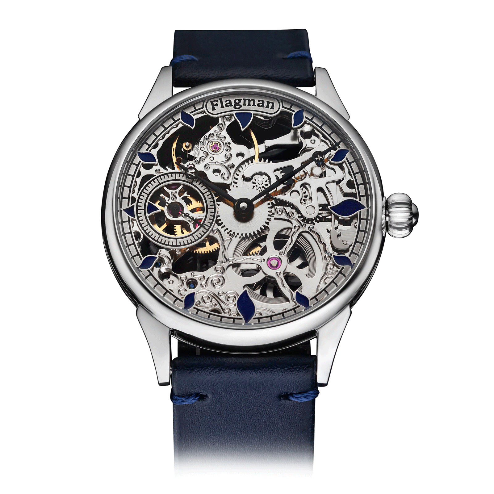 Blue Leather Strap on Steampunk Watch #color_blue