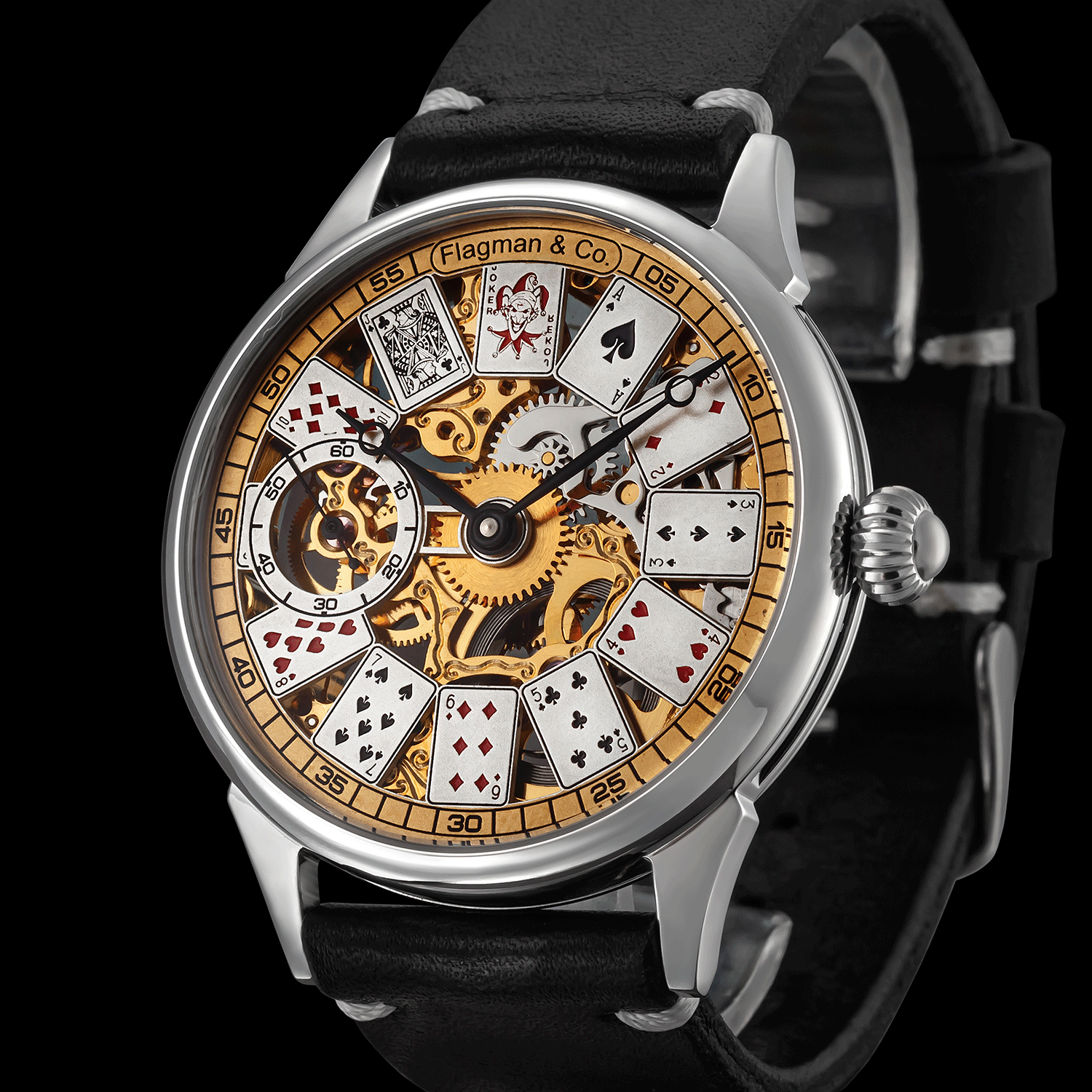 Front view detail of Card Table 2.0 poker skeleton watch