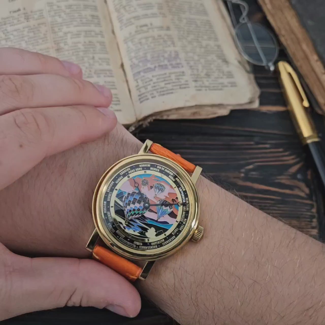 Promotional video of Cappadocia handmade watch – close-up shots and airballoon-themed showcase