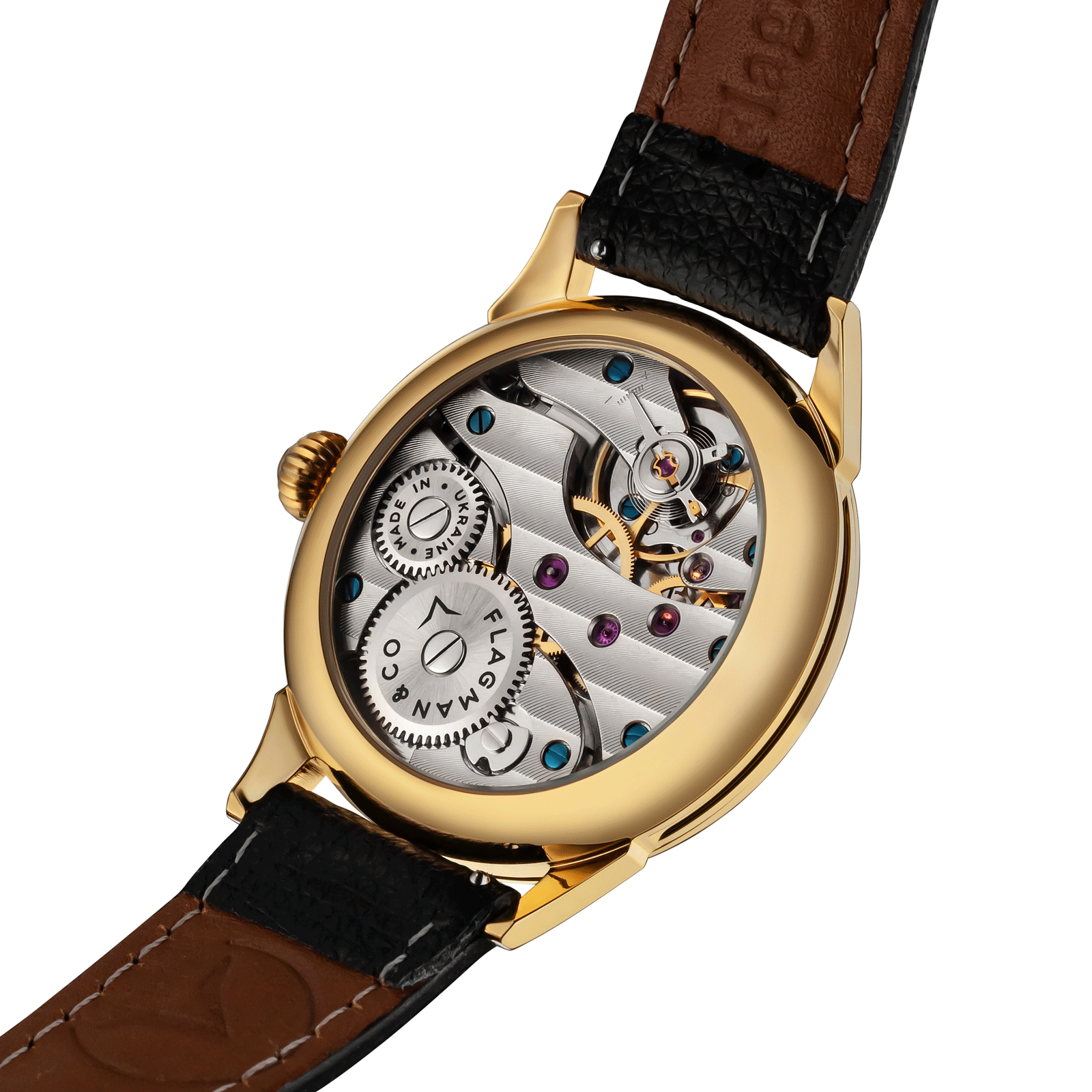 Back view of Mechanical watch Regulator Bohemia– exposed movement