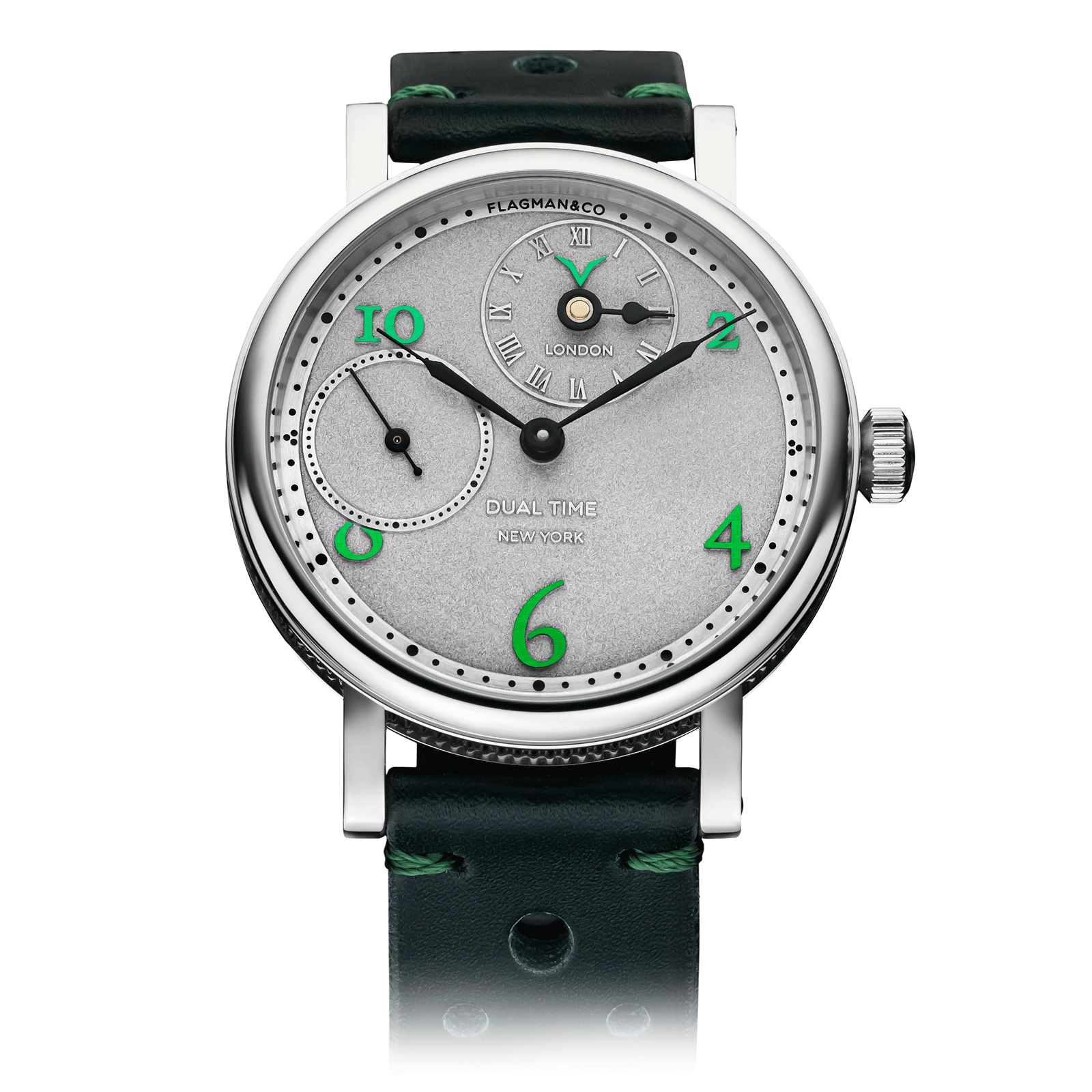 Regulator Green handmade watch with green strap #color_green