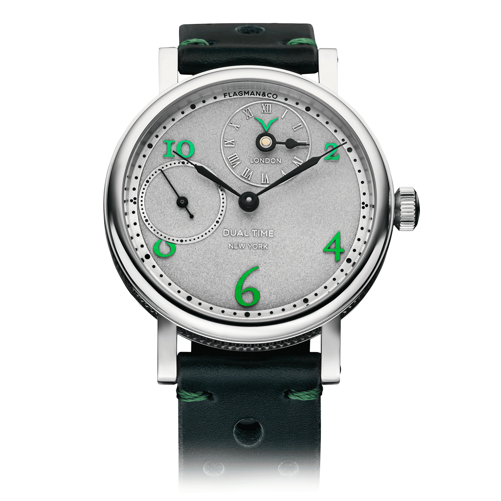 Regulator Green handmade watch with green strap #color_green