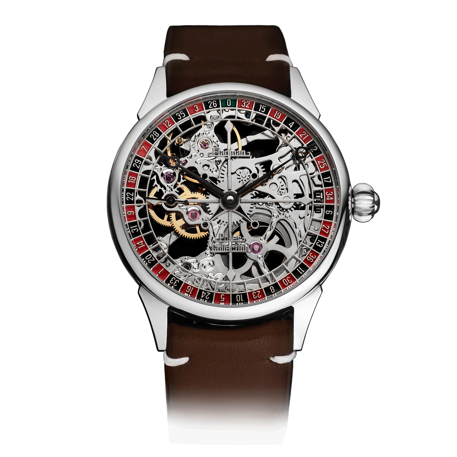 Brown Strap – Roulette Skeleton Watch #color_brown