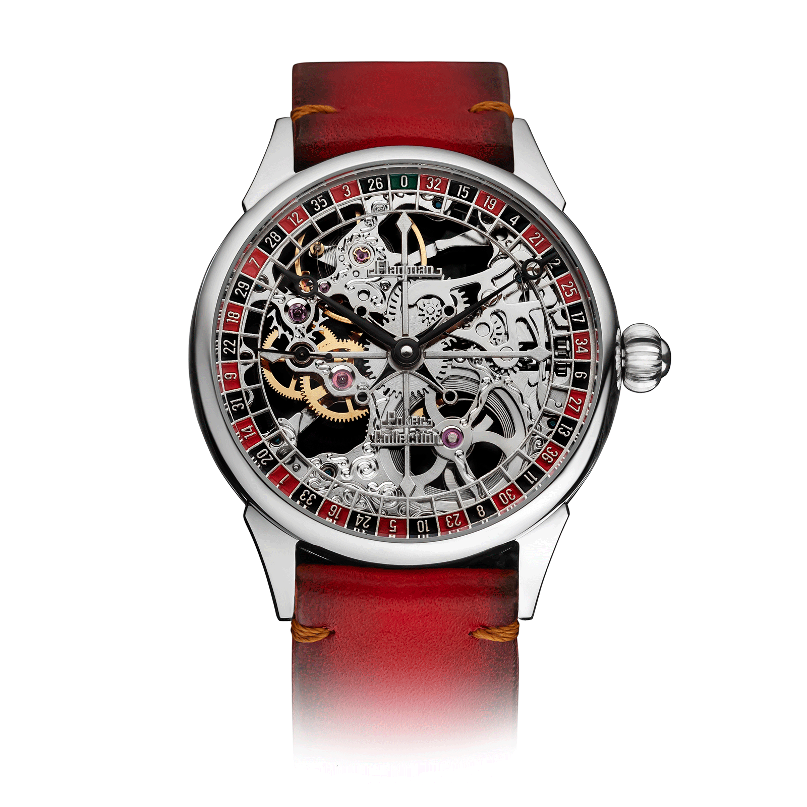 Red Strap Skeleton Watch – Roulette 1.0 #color_red