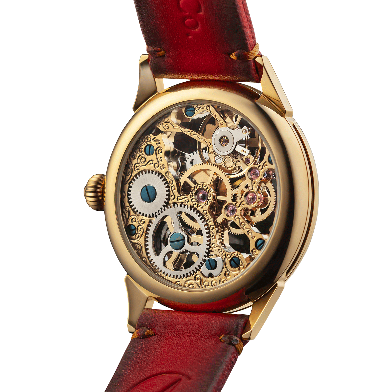 Back view of Masterpiece watch – exposed movement - Handmade watch