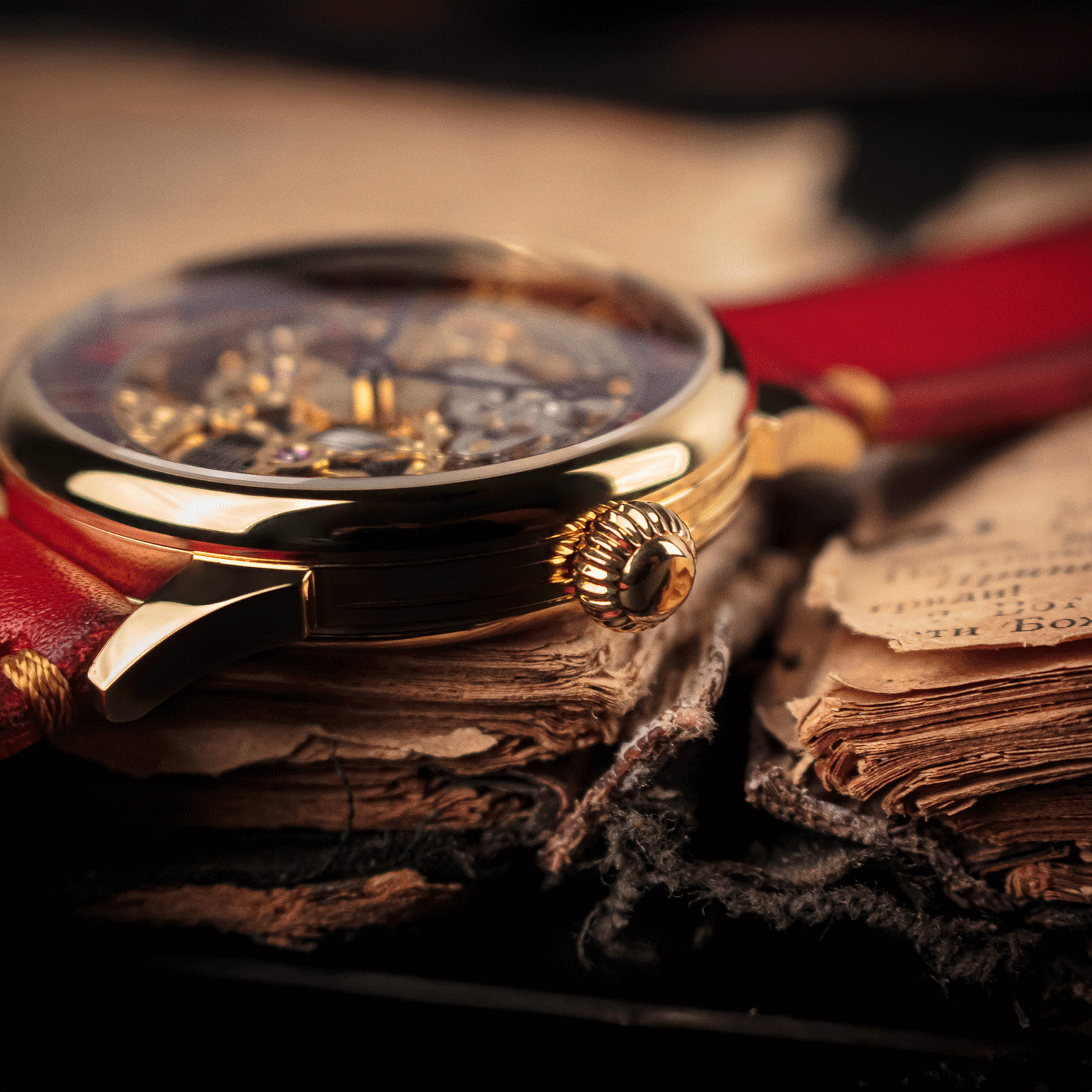 Front view of handmade watch – Skeleton watch