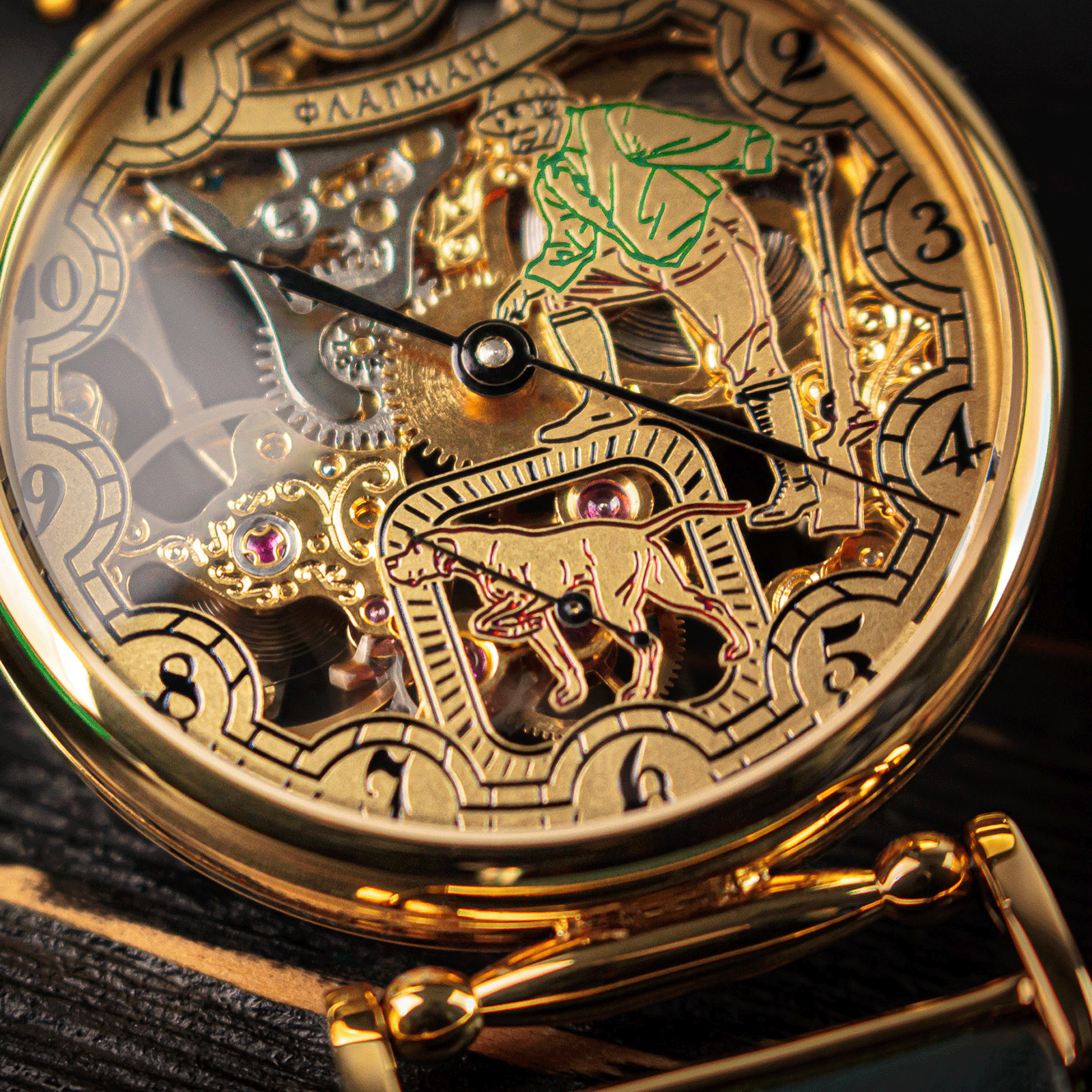 Front view of handmade watch – Skeleton mechanical watch