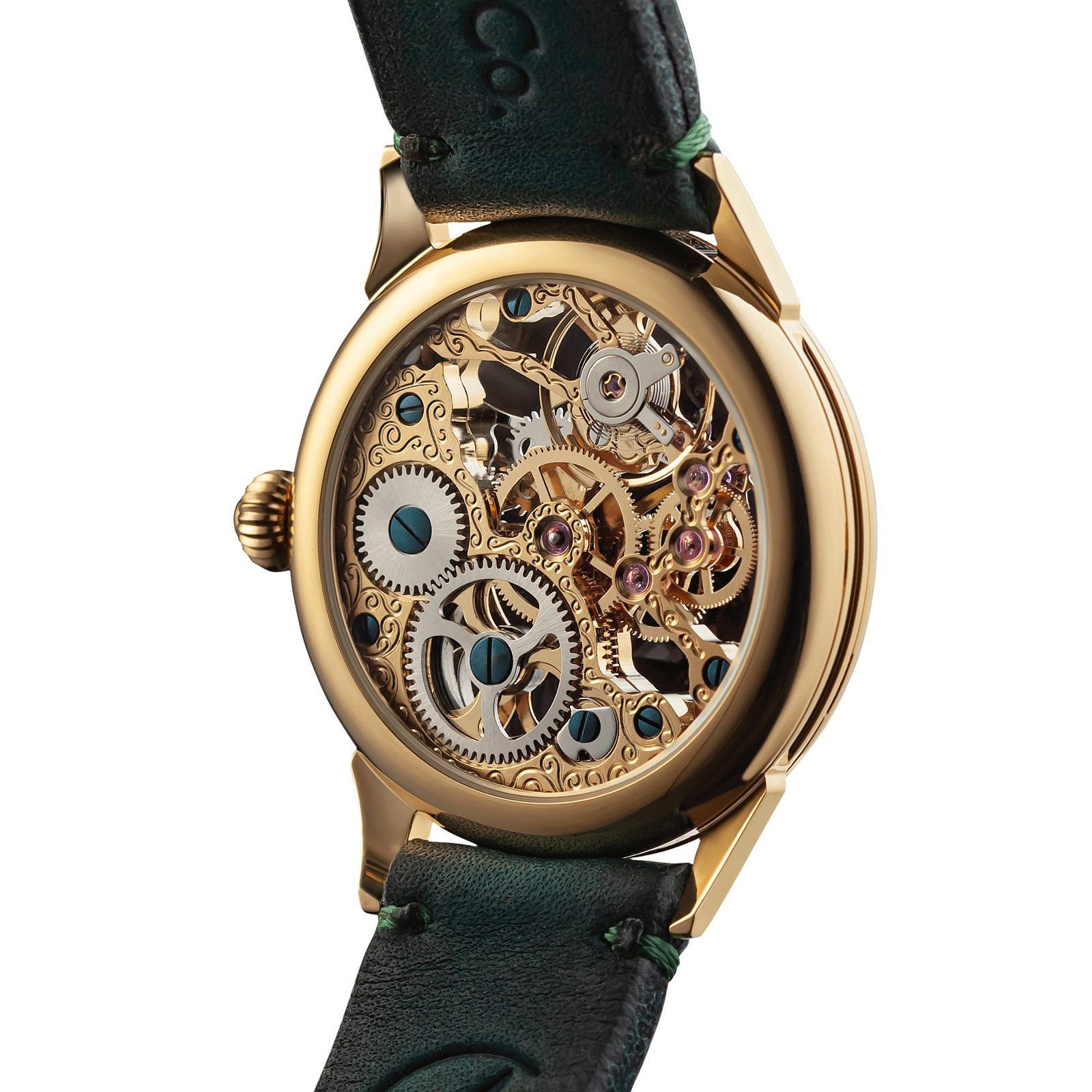 Back view of Handmade watch – exposed movement - Shards