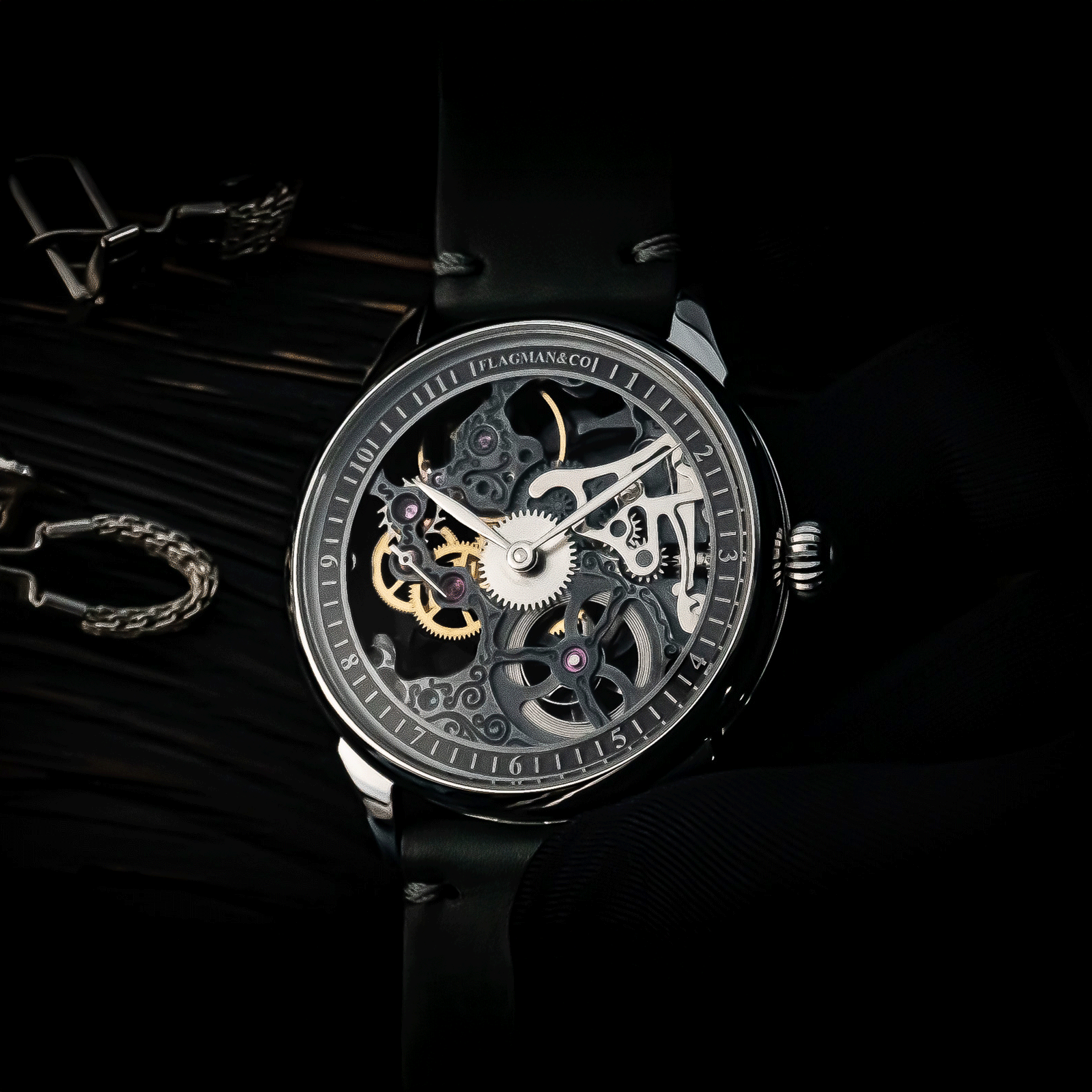 Lifestyle photo of steampunk watch in handmade watch