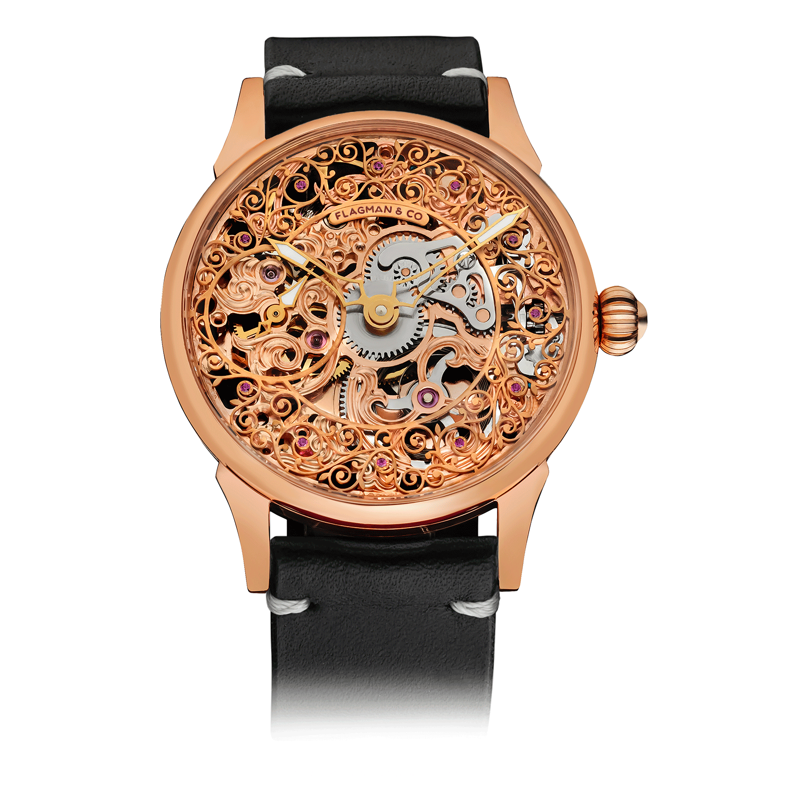 Skeleton watch - Lace watch – Black Strap #color_black