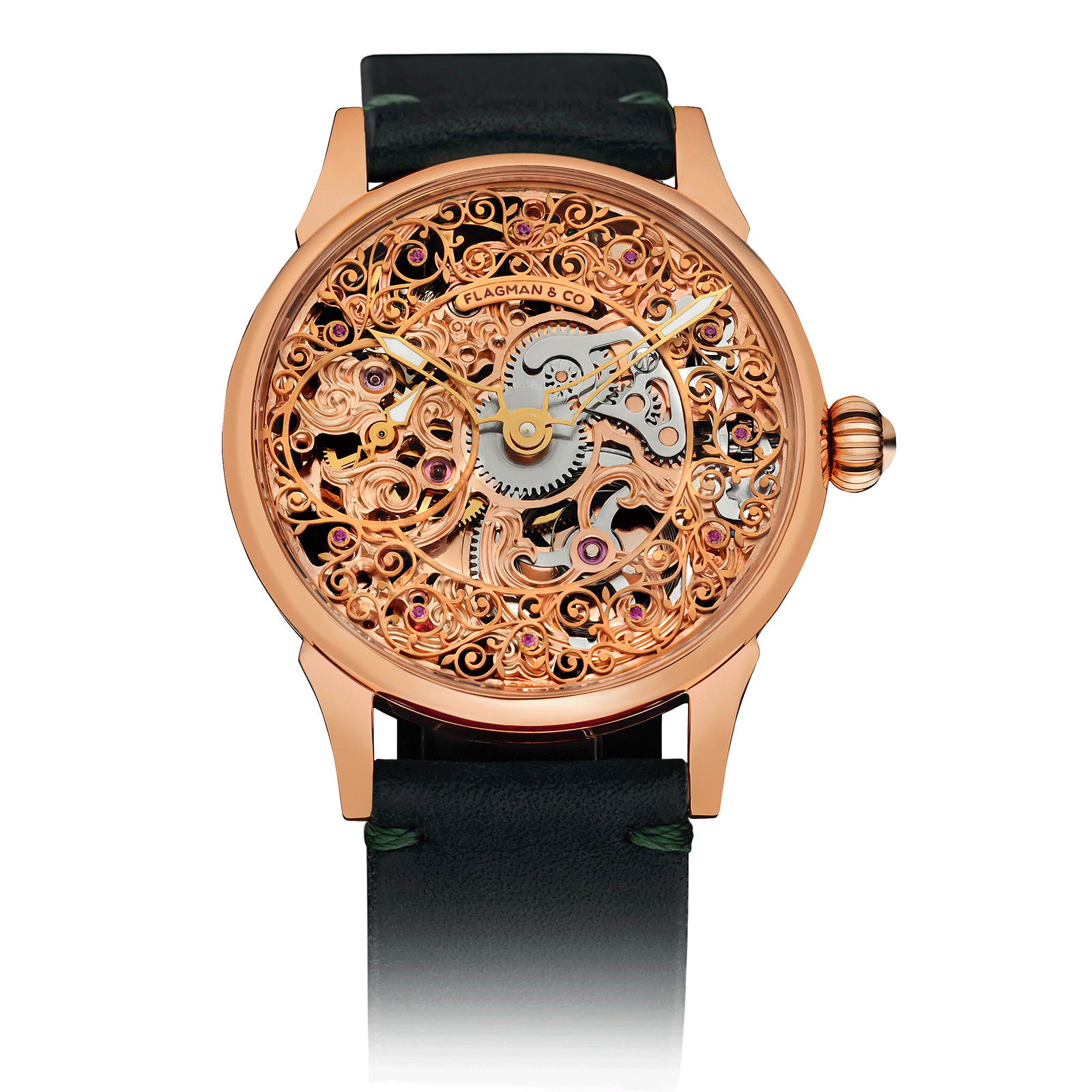 Brown Strap – Handmade Watch - Lace #color_green