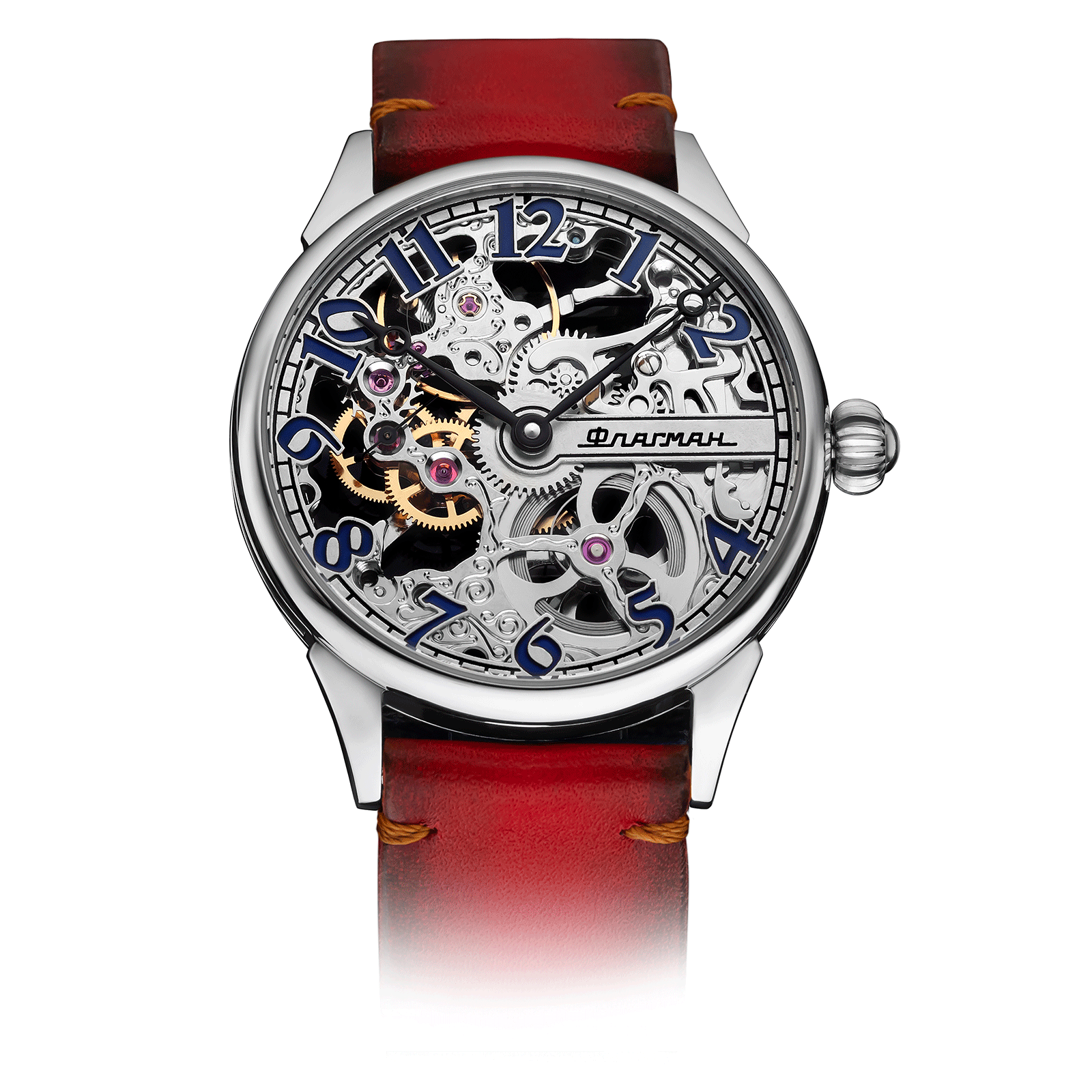 Red Strap Skeleton Watch – Steampunk watch #color_red
