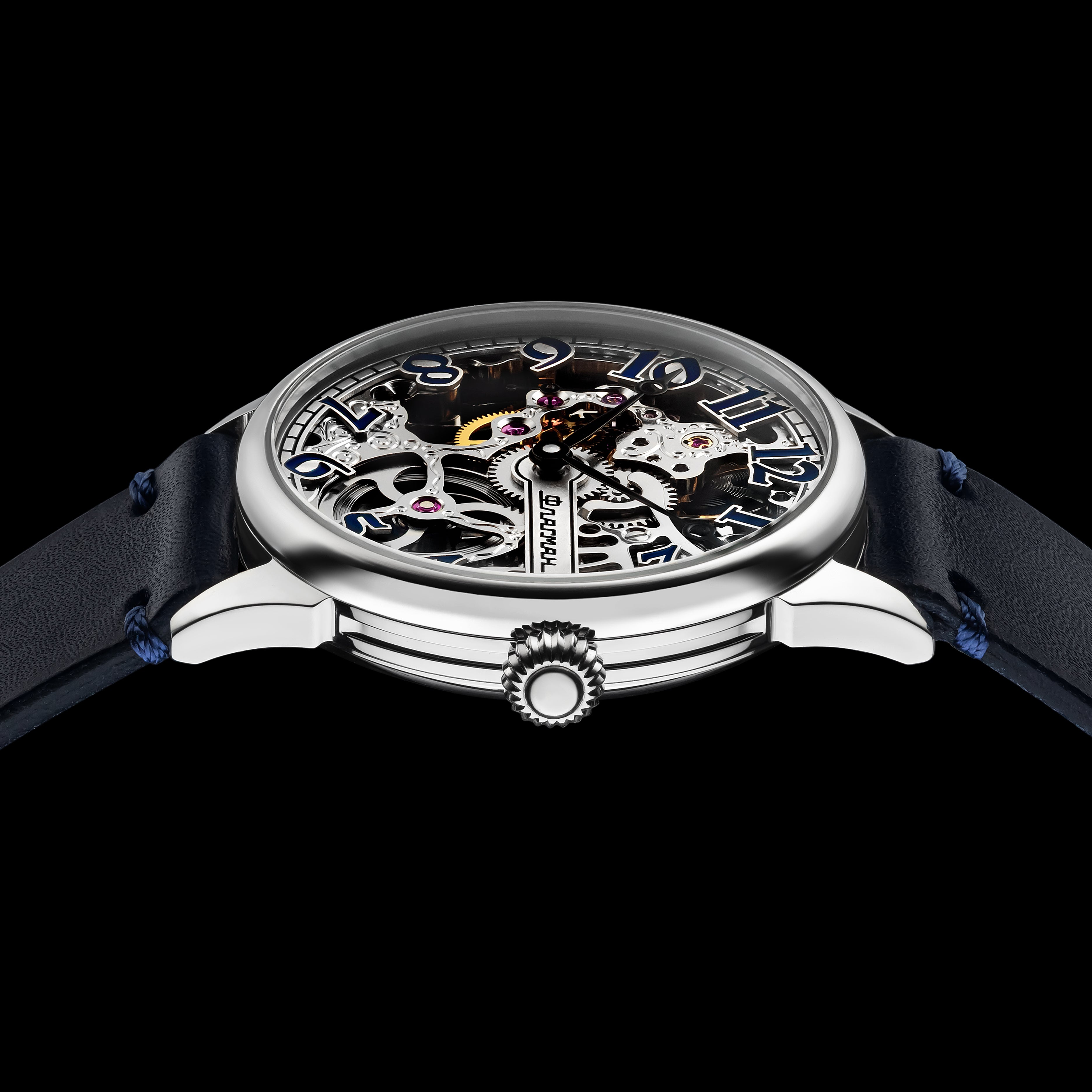 Luxury watch with intricate design on a black background