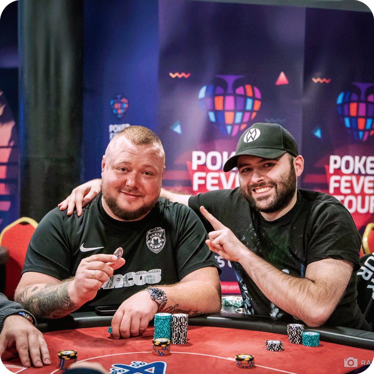 Two men playing poker during the Poker Fever Tour event