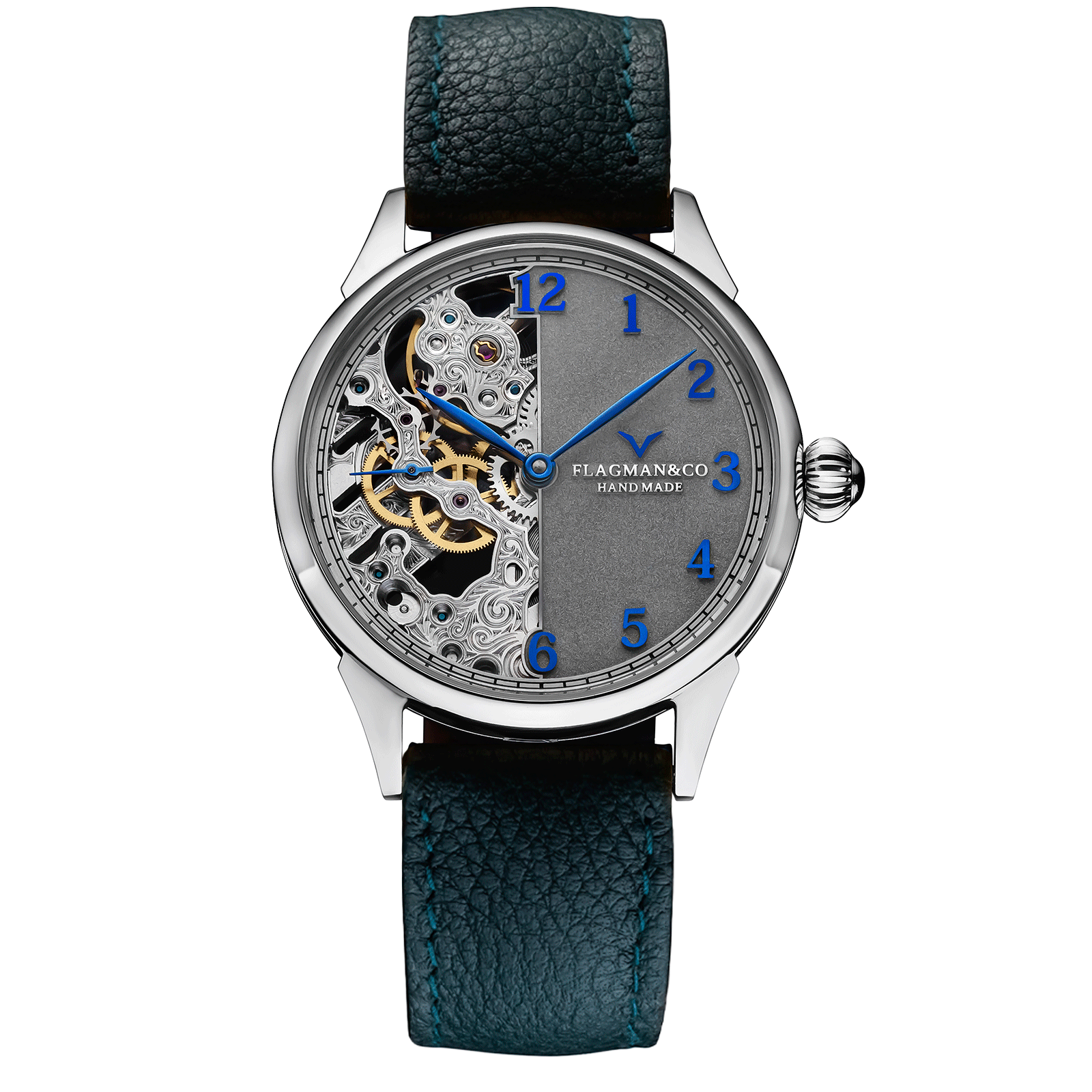 Deep Green Leather Strap on Unisex Steampunk Watch Warp #color_green