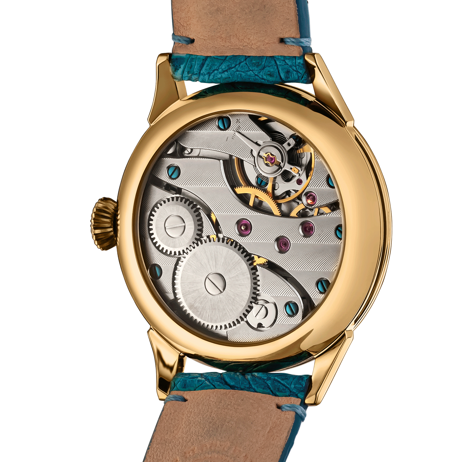 Back view of Handmade watch – exposed movement - Airship